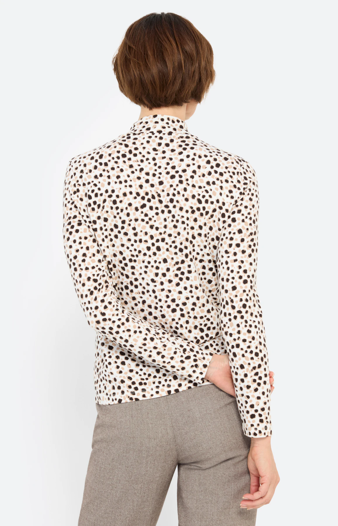 Shirt met stippen, donkerbeige