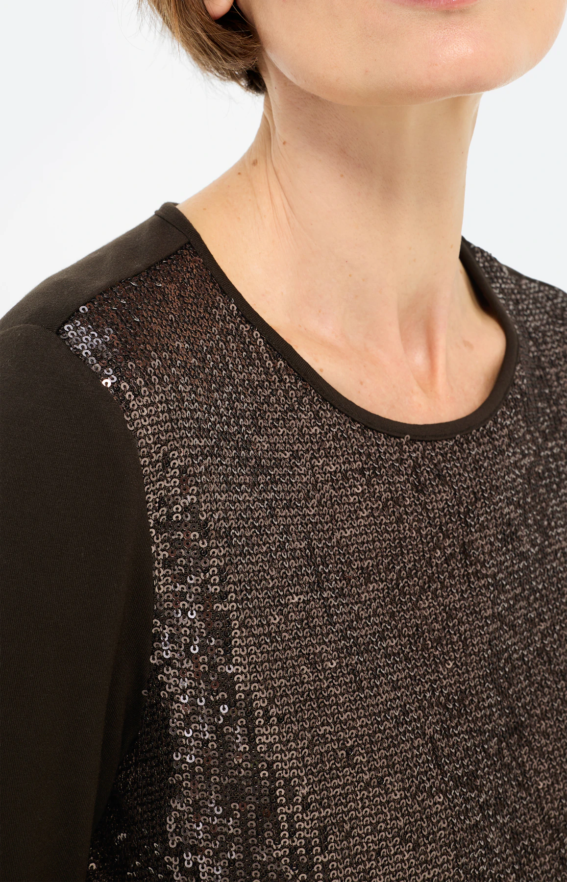 Shirt met pailletten, bruin
