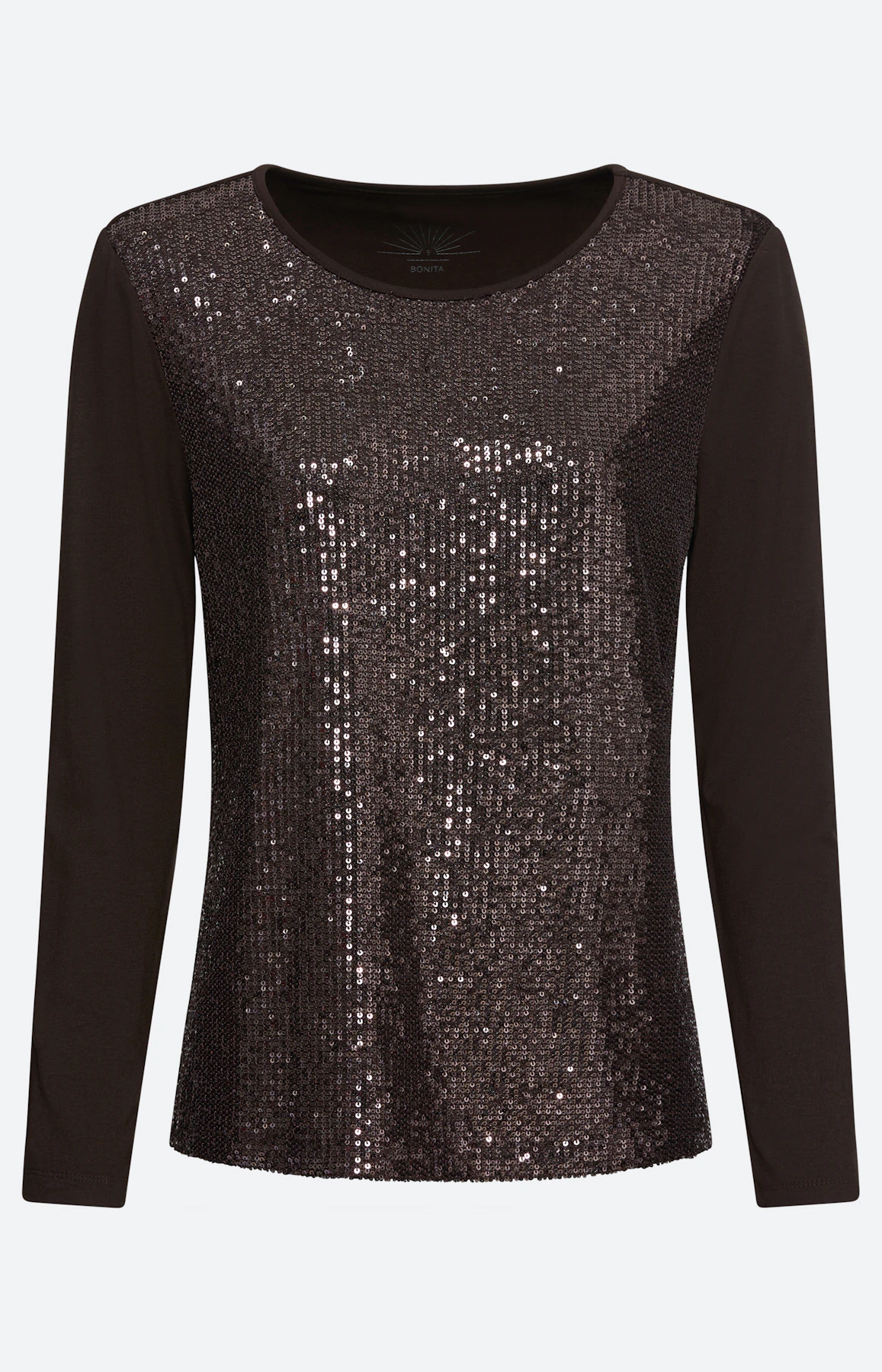 Shirt met pailletten, bruin