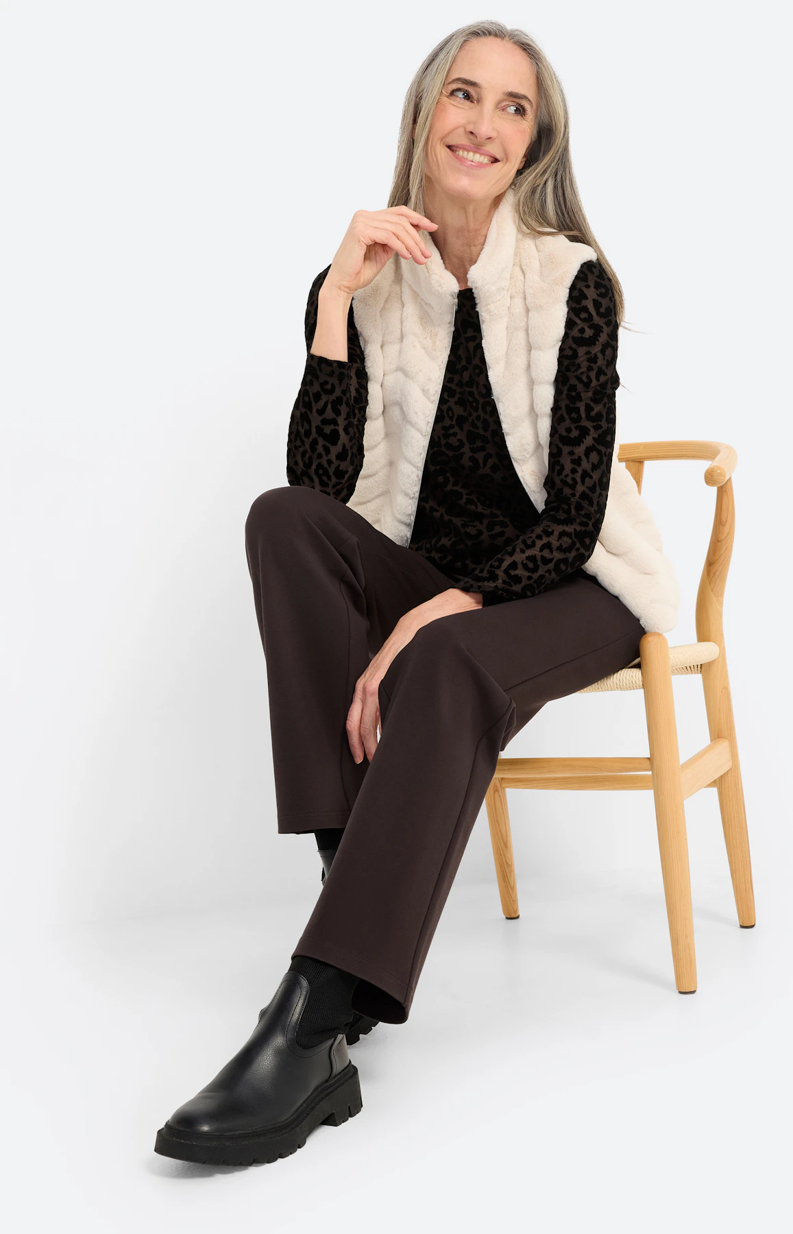 Marlene-broek 32 inch, bruin