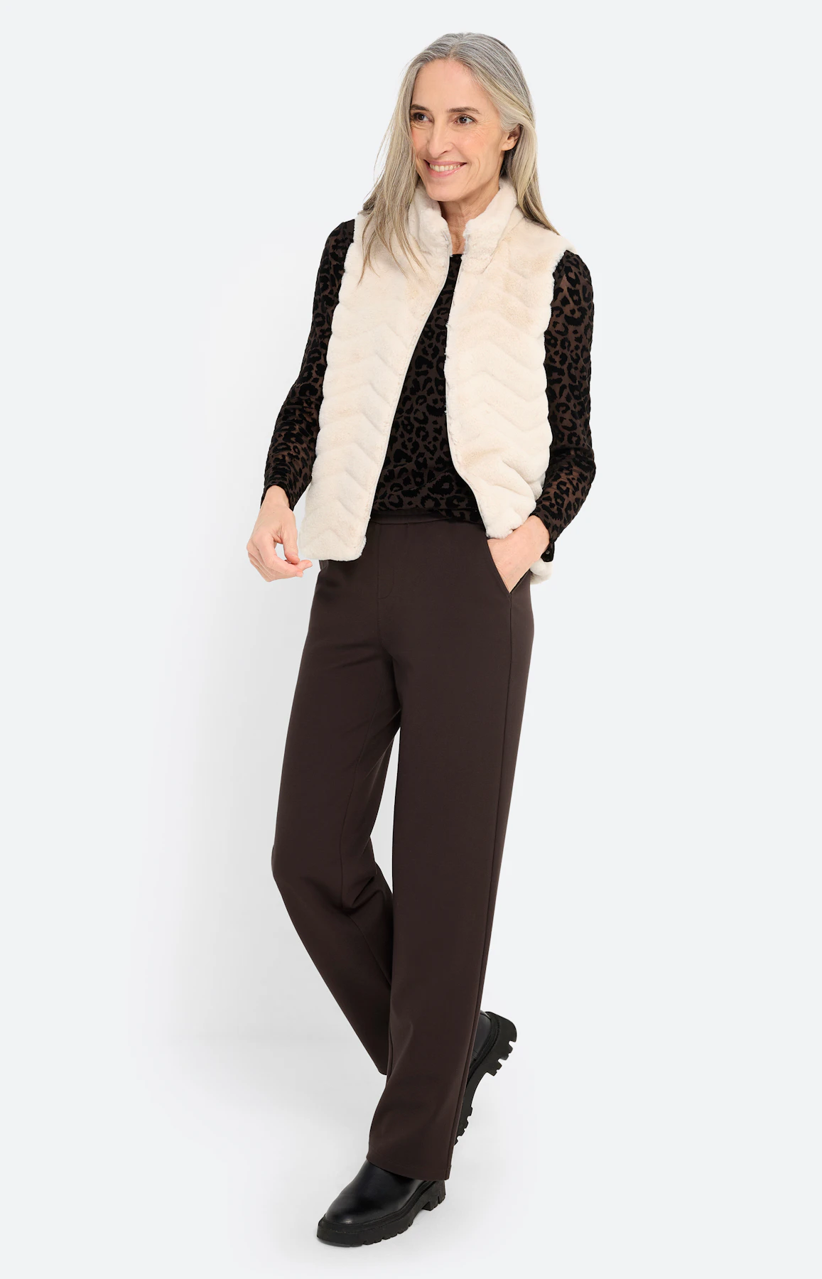 Marlene-broek 32 inch, bruin