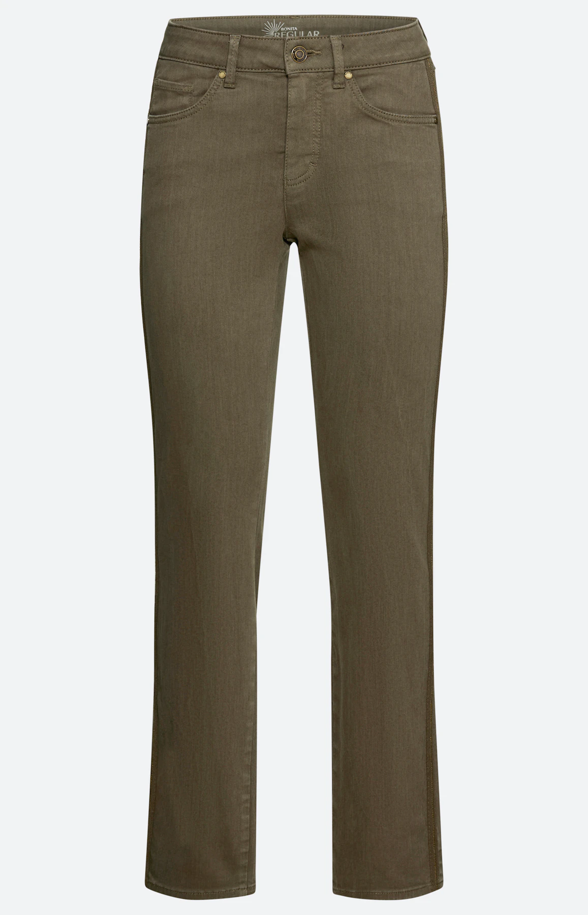 Jeans in regular fit 30 inch, olijf