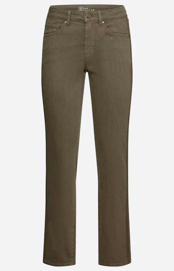 Jeans in regular fit 30 inch, olijf