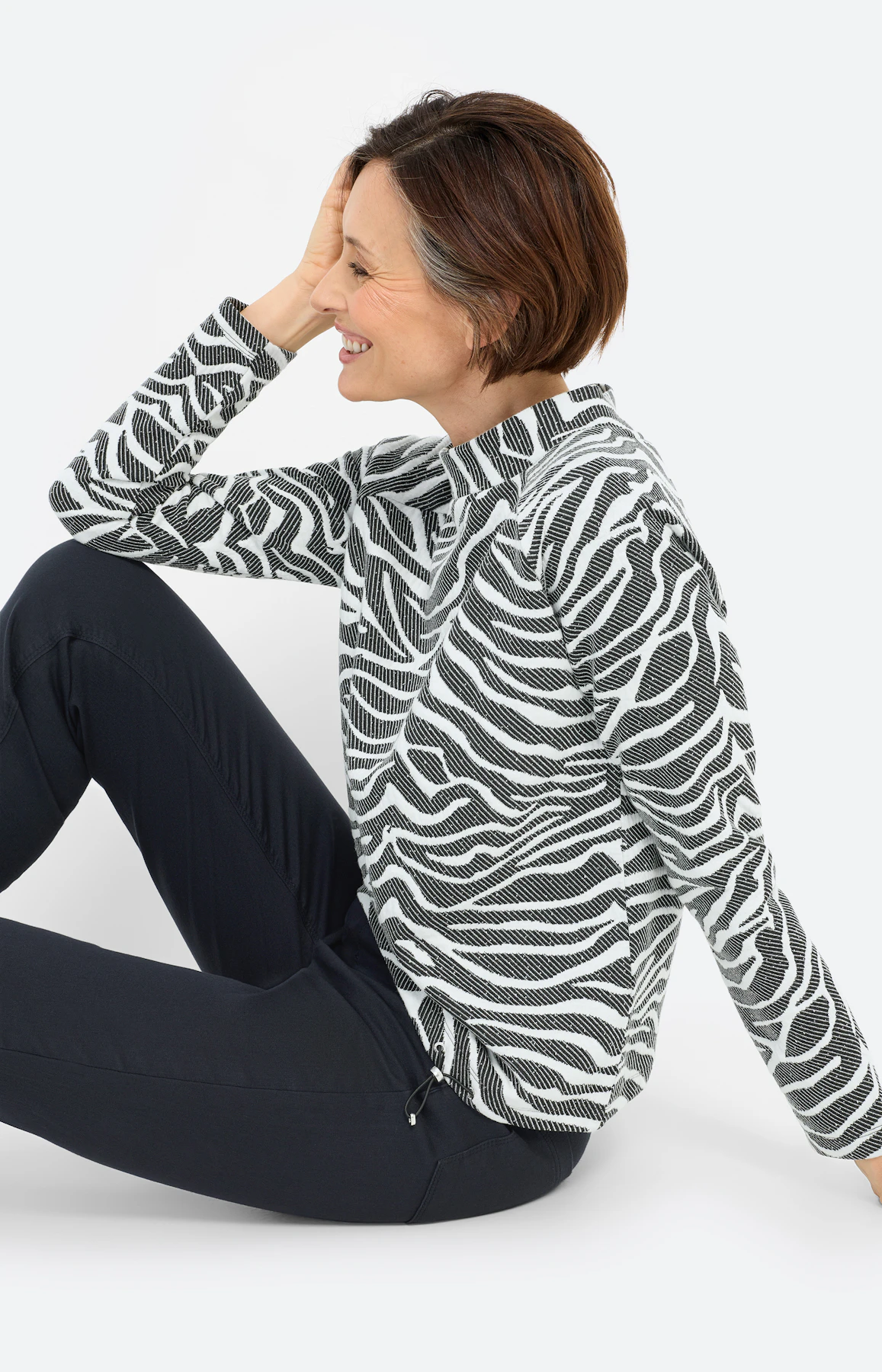 Sweatshirt met zebramotief, zwart