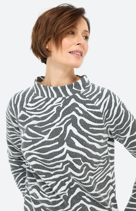 Sweatshirt met zebramotief, zwart