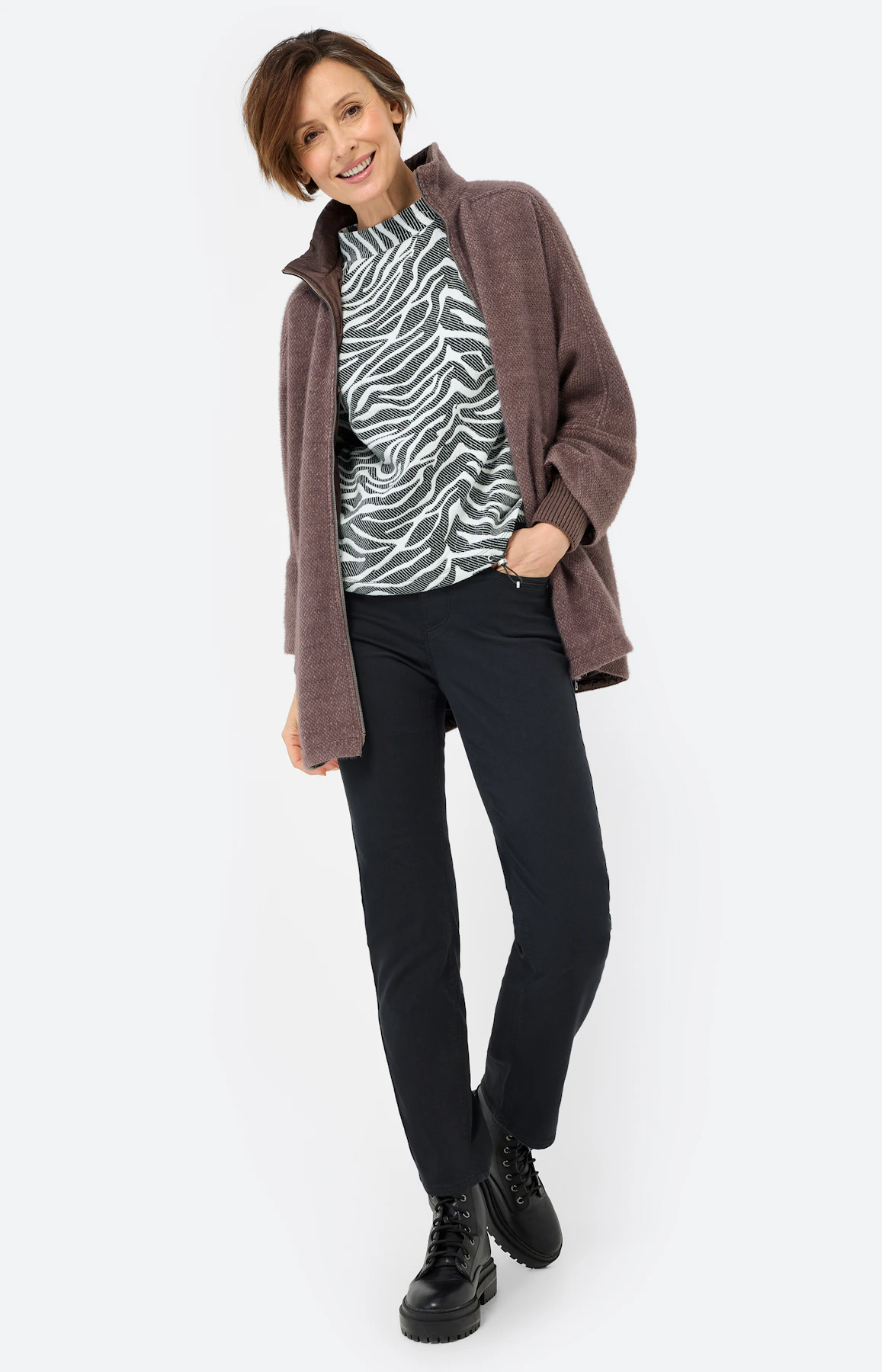 Sweatshirt met zebramotief, zwart