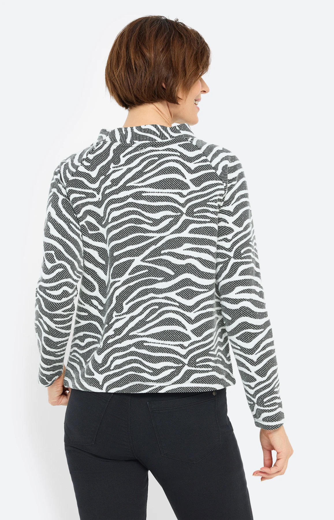 Sweatshirt met zebramotief, zwart