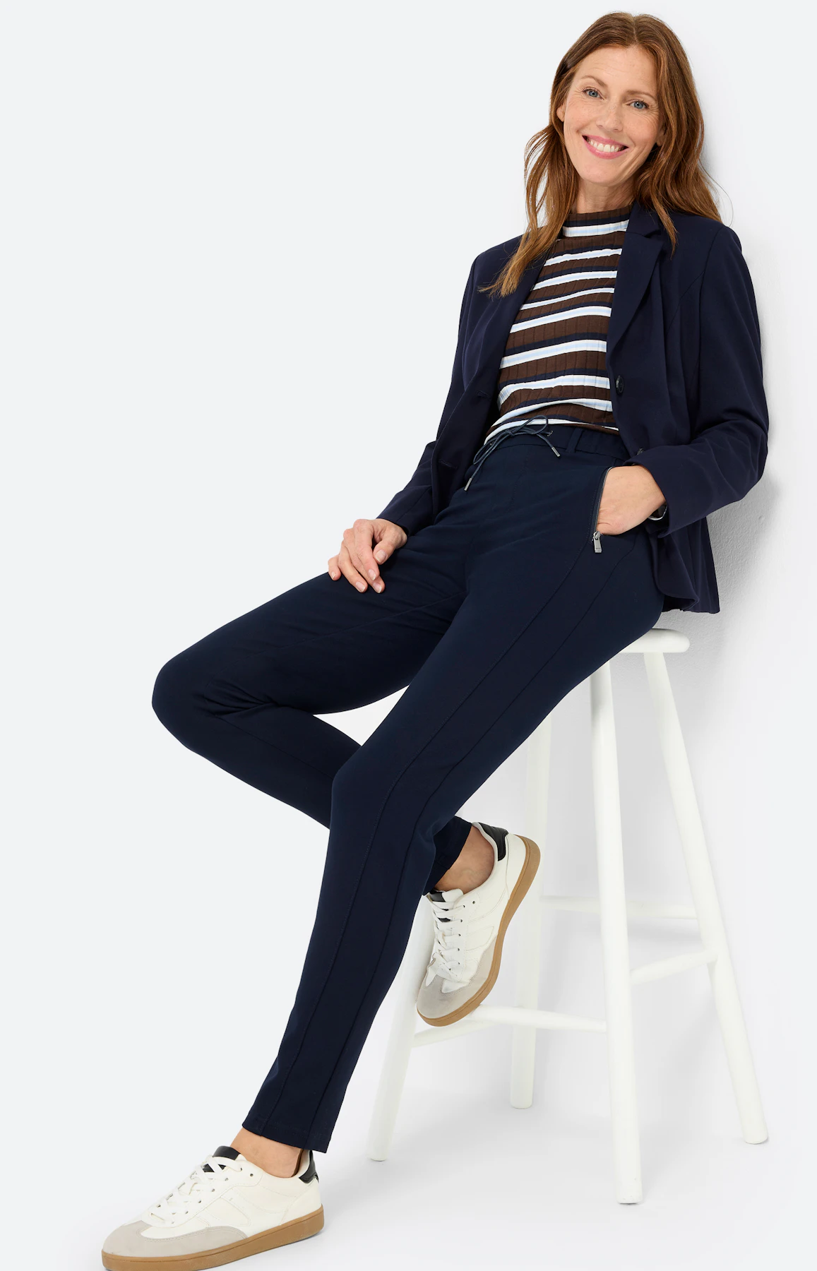 Broek met stretchband 30 inch, navy