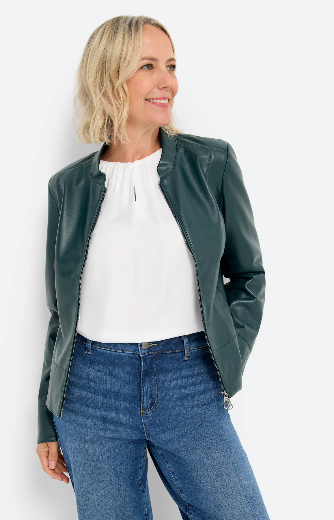 Jas van imitatieleer, groen