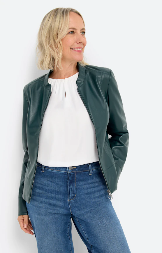 Jas van imitatieleer, groen