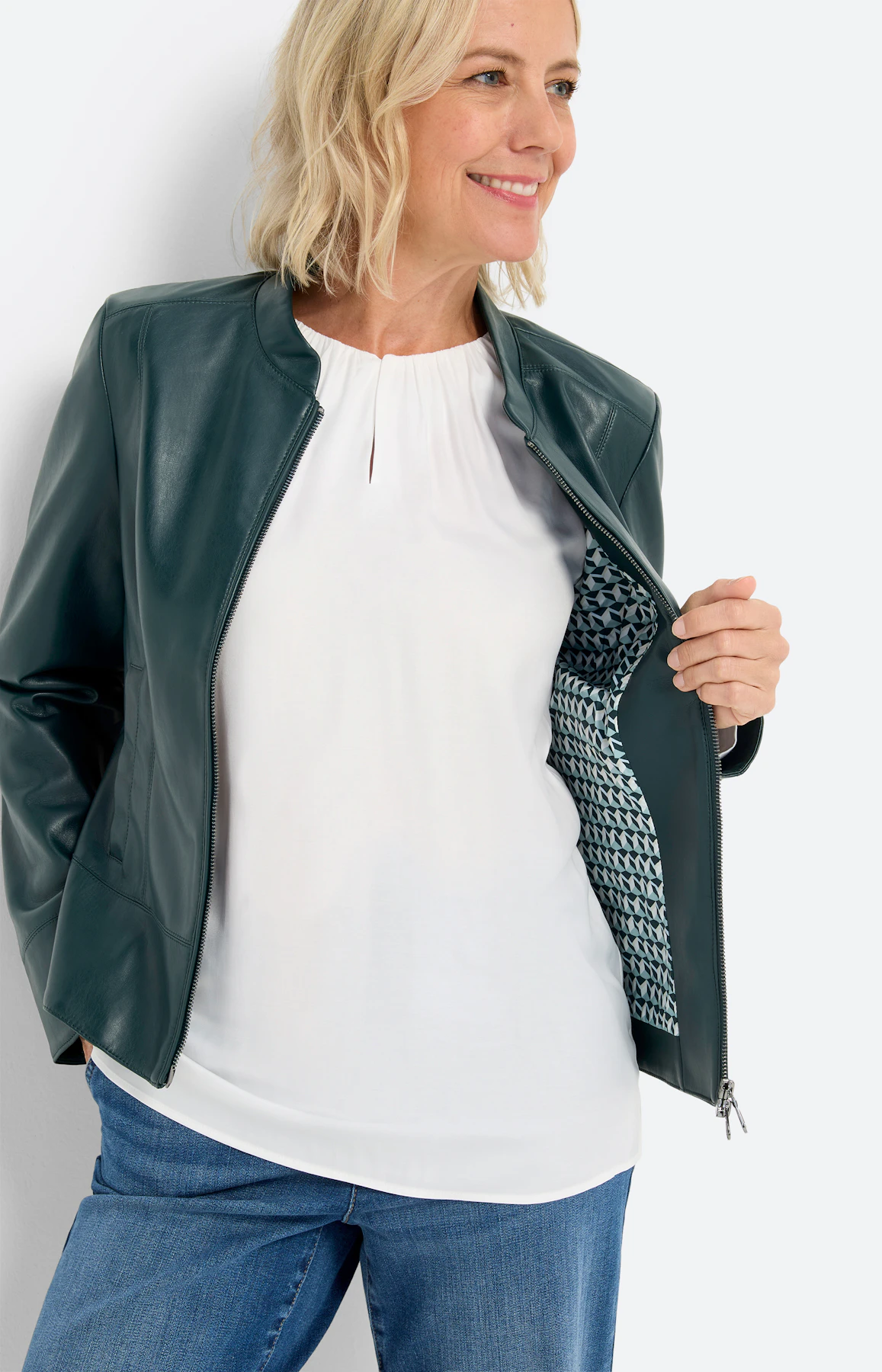 Jas van imitatieleer, groen