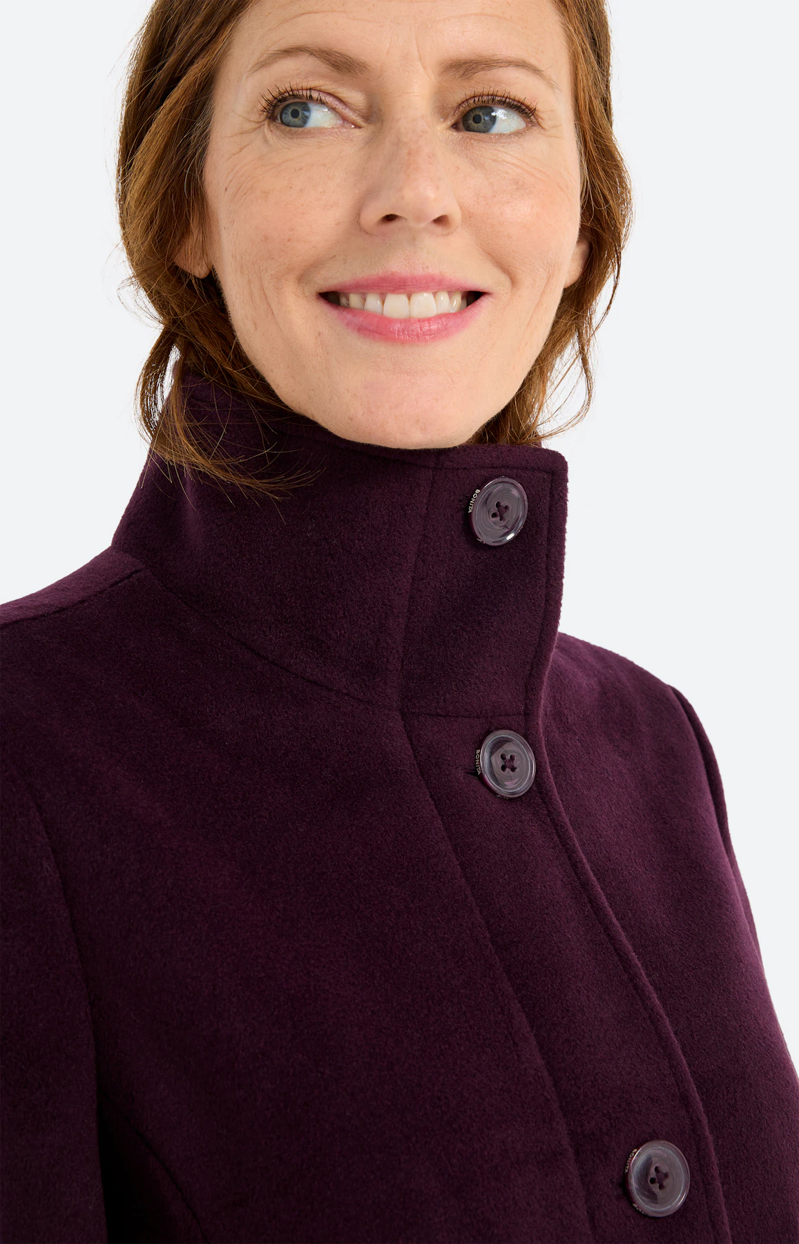 Jas met opstaande kraag, aubergine