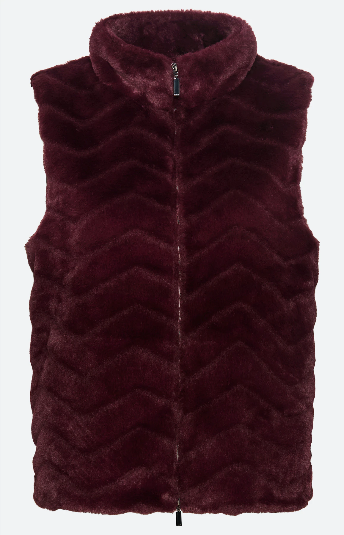 Mouwloos vest in vacht-look, wijnrood