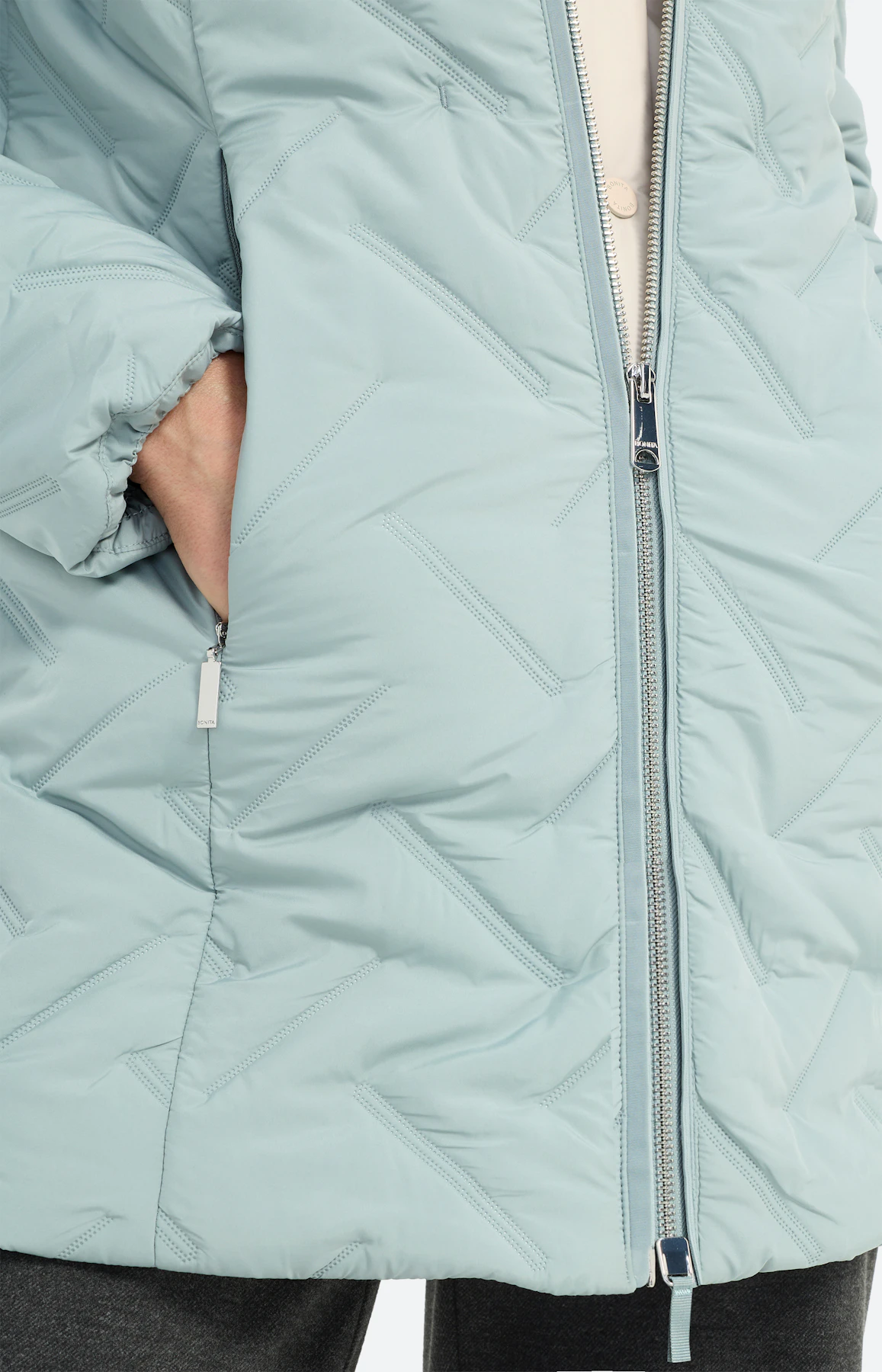 Doorgestikte jas in 2-in-1-look, mint