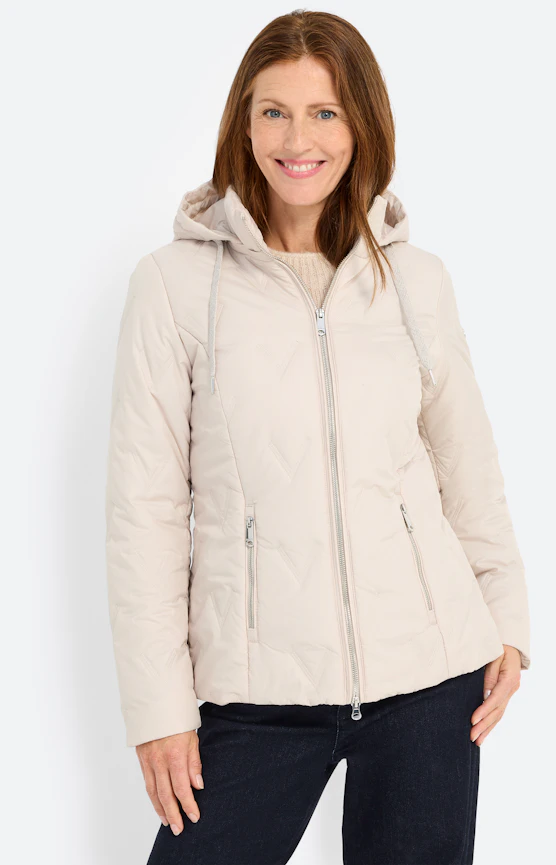 Jas met stikselmotief, beige