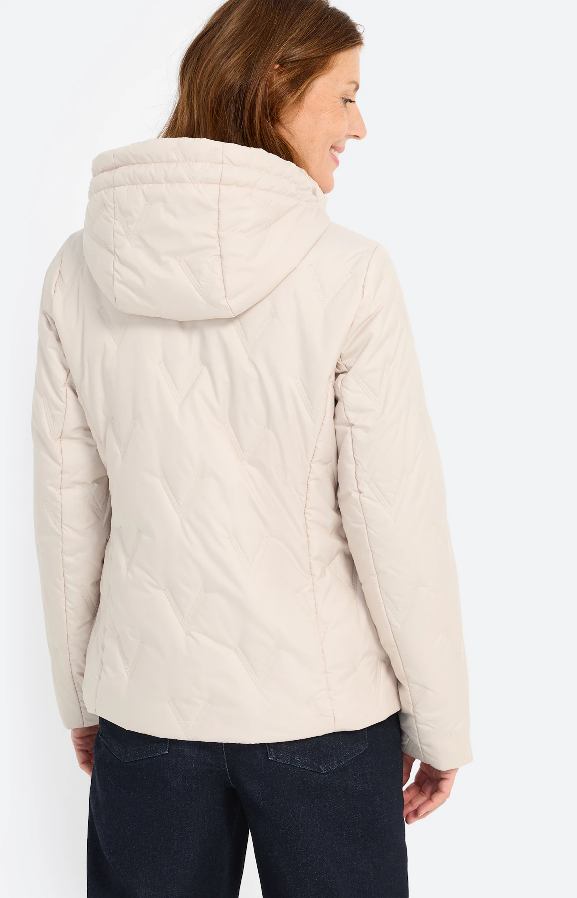 Jas met stikselmotief, beige