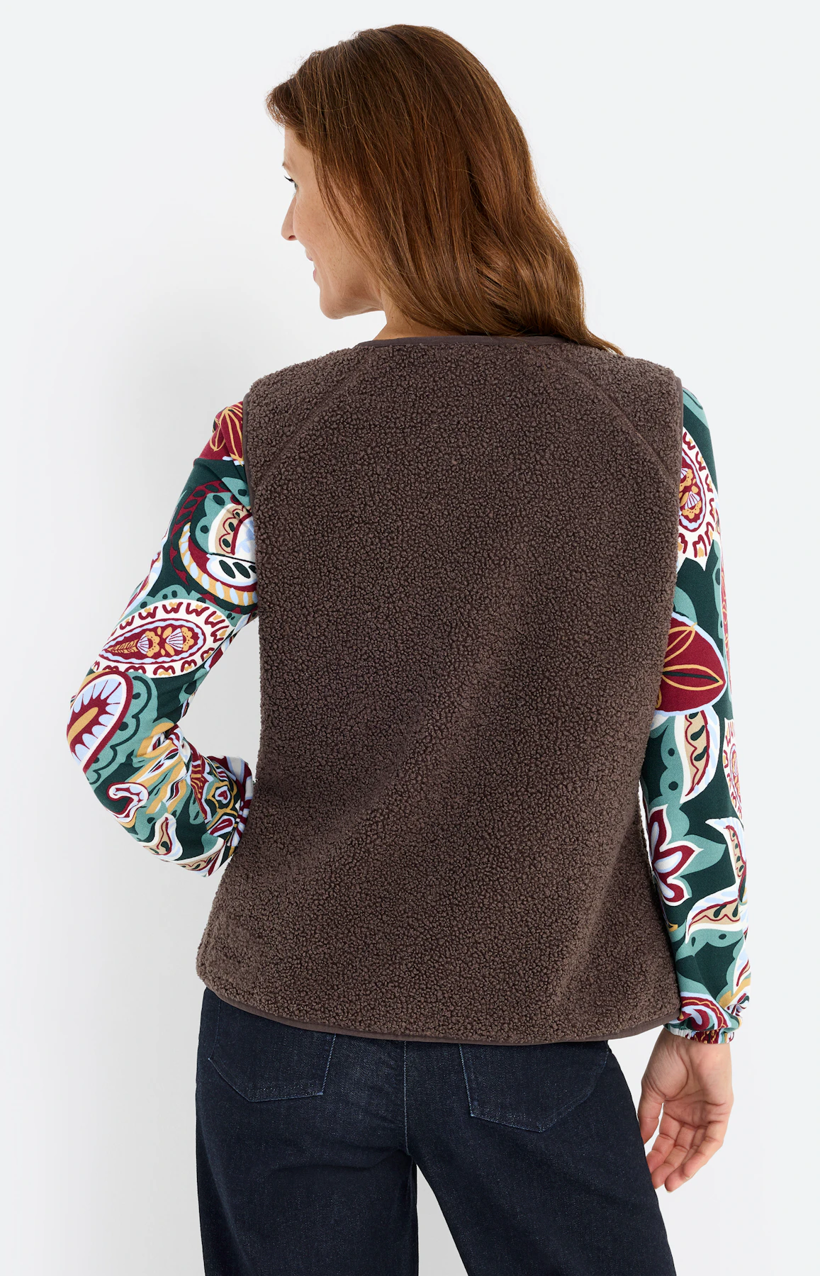 Mouwloos teddyvest, taupe