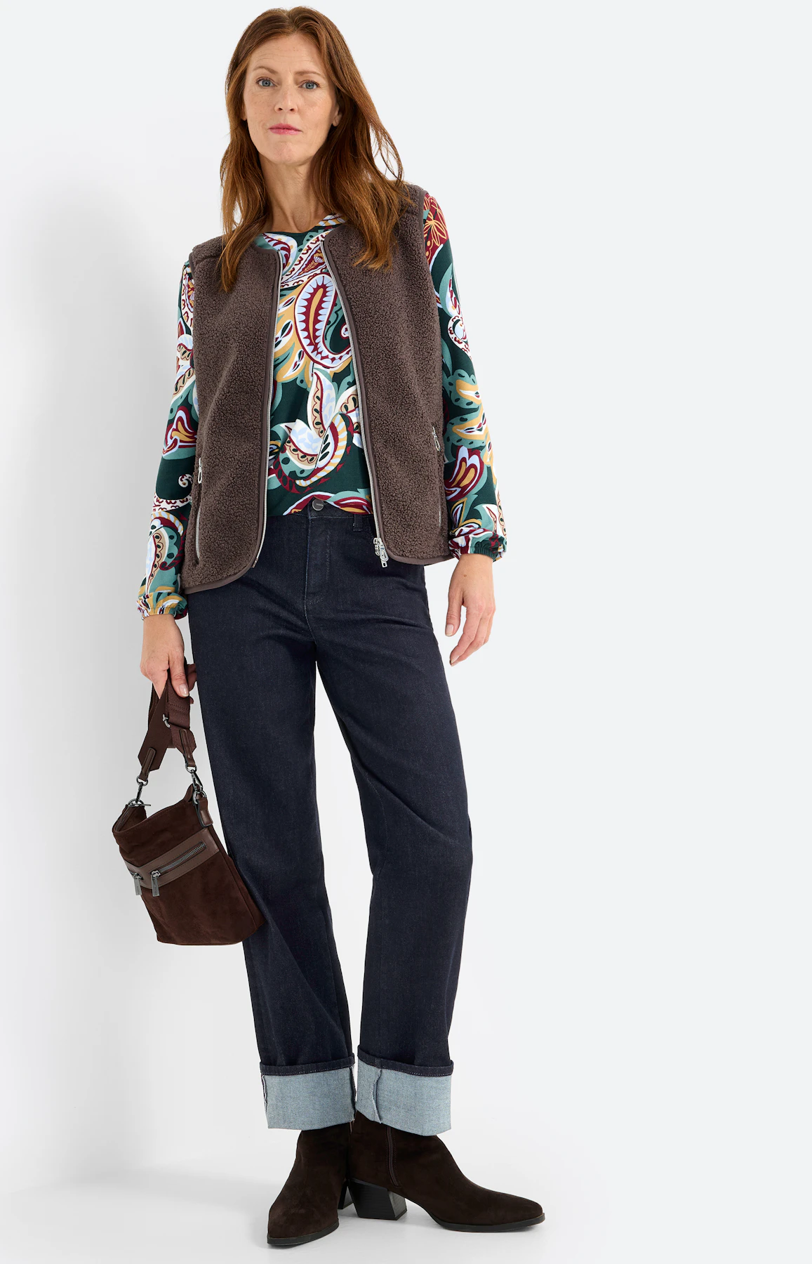 Mouwloos teddyvest, taupe