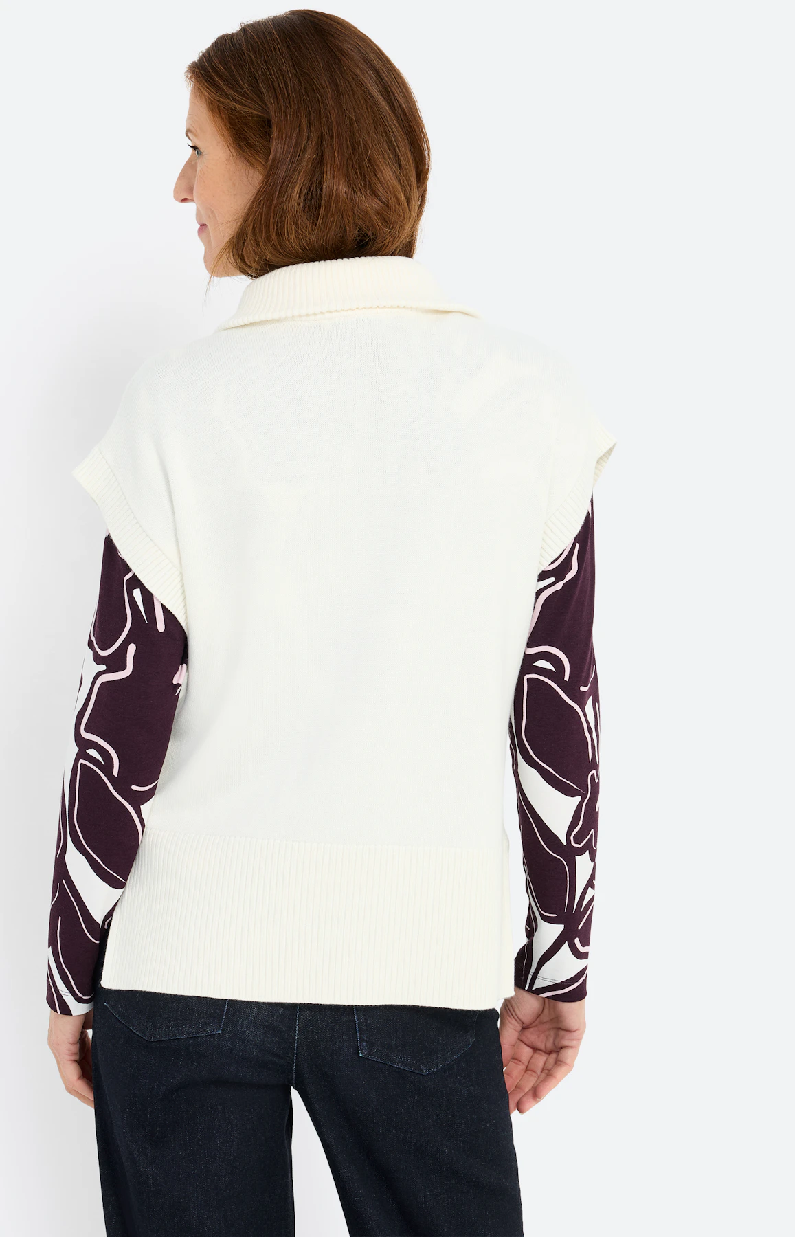 Slip-over met schipperskraag, wit