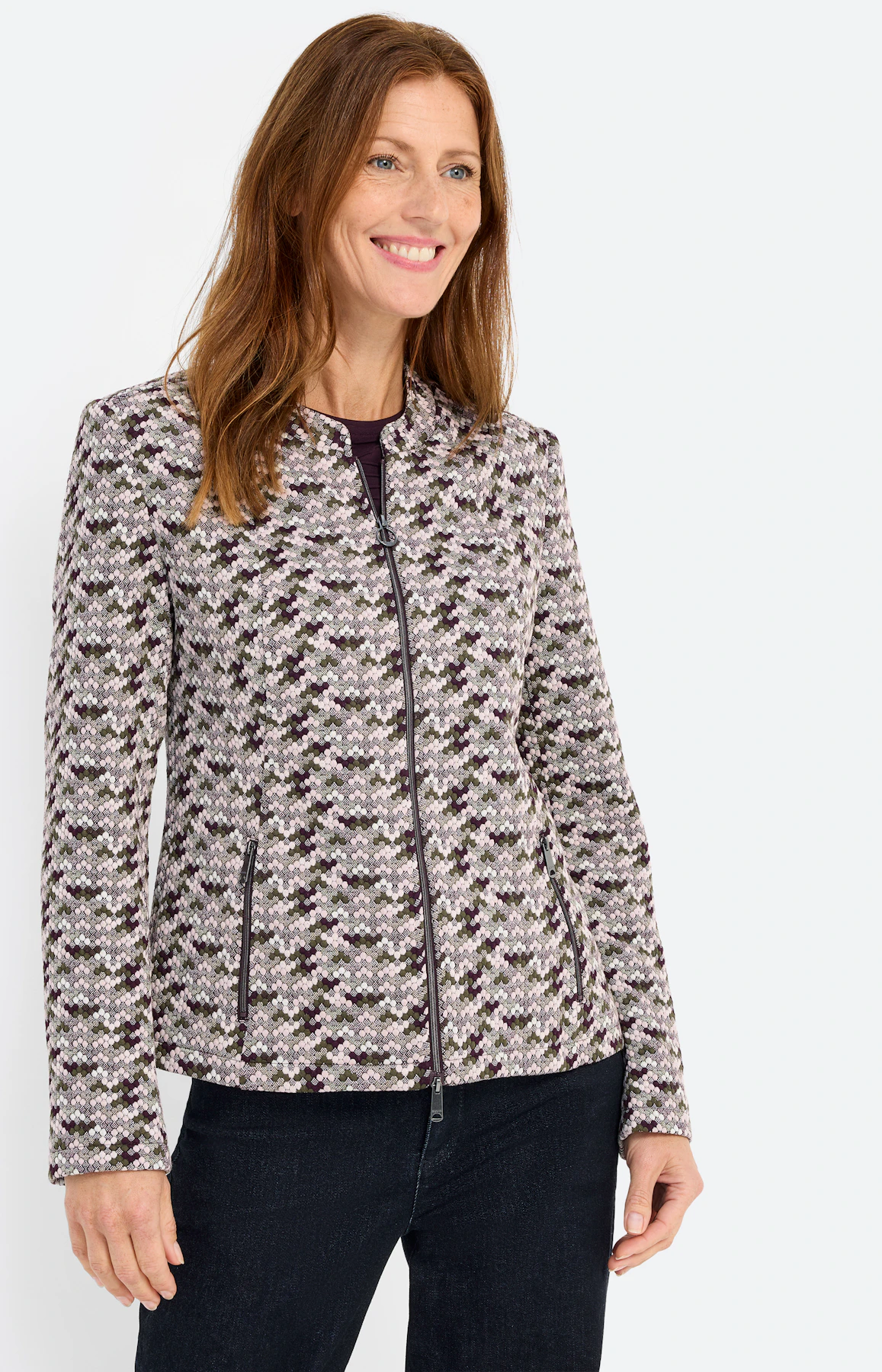 Blazer met structuurmotief, lichtpink