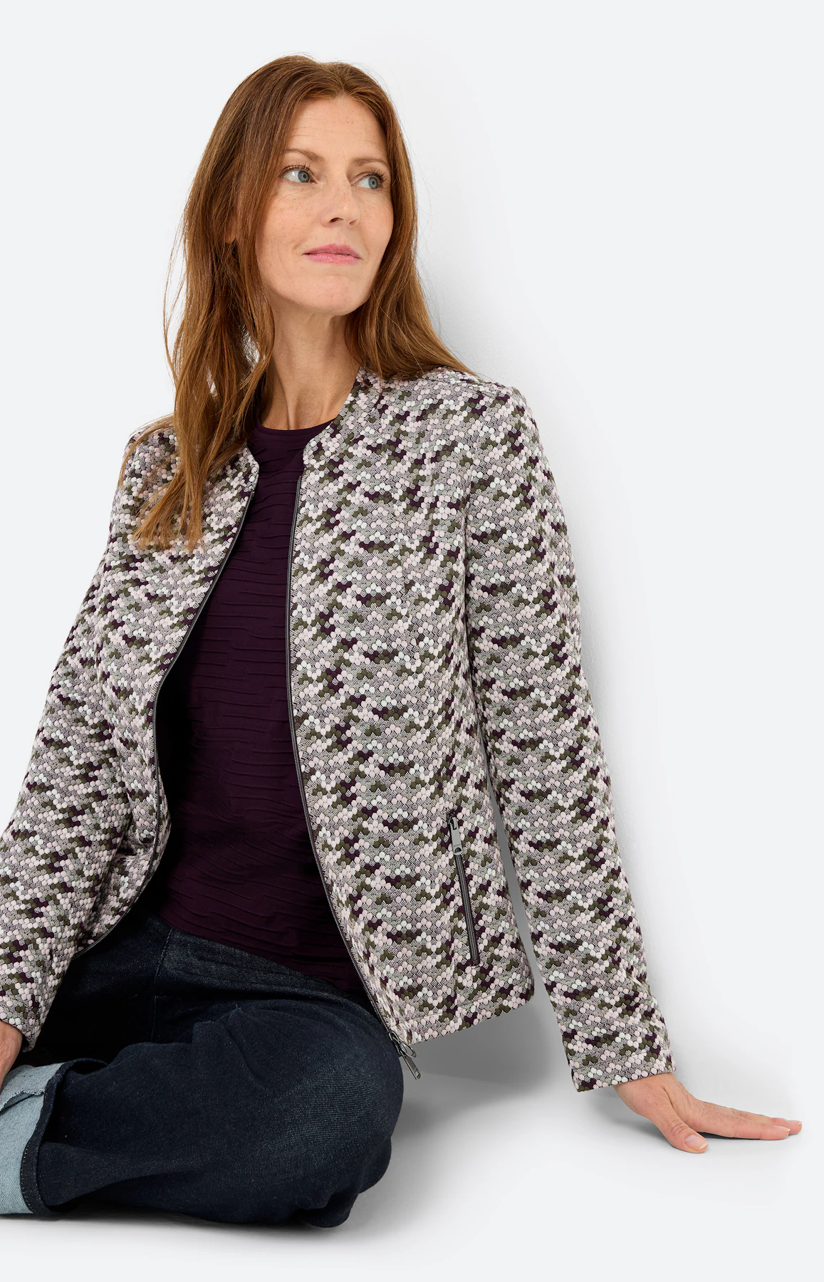 Blazer met structuurmotief, lichtpink
