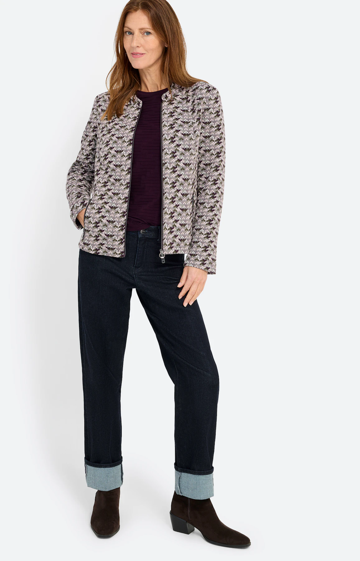 Blazer met structuurmotief, lichtpink