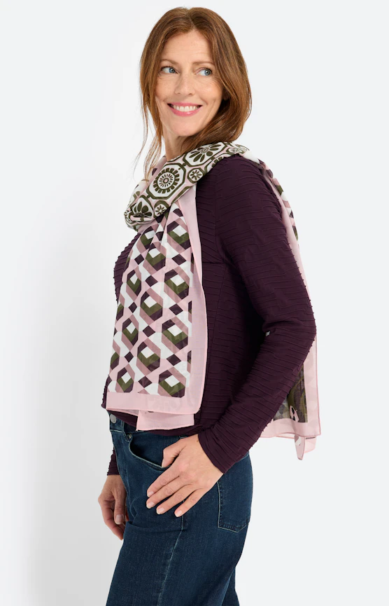 Sjaal met motievenmix, taupe