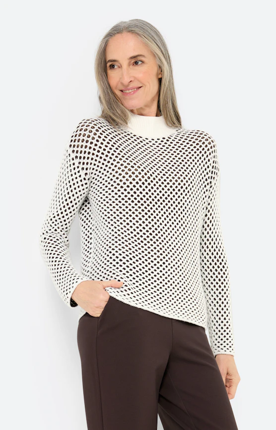 Strickpullover mit 3D-Struktur, braun