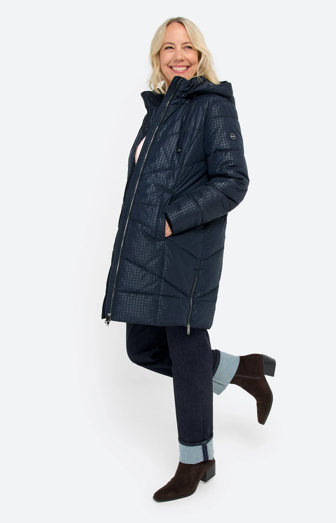 Jas met stikselmotief, navy