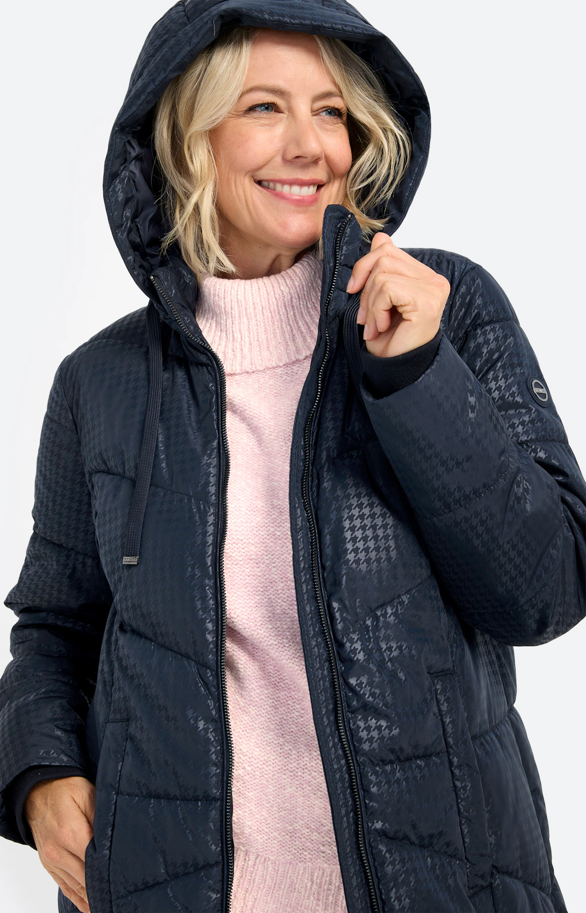 Jas met stikselmotief, navy