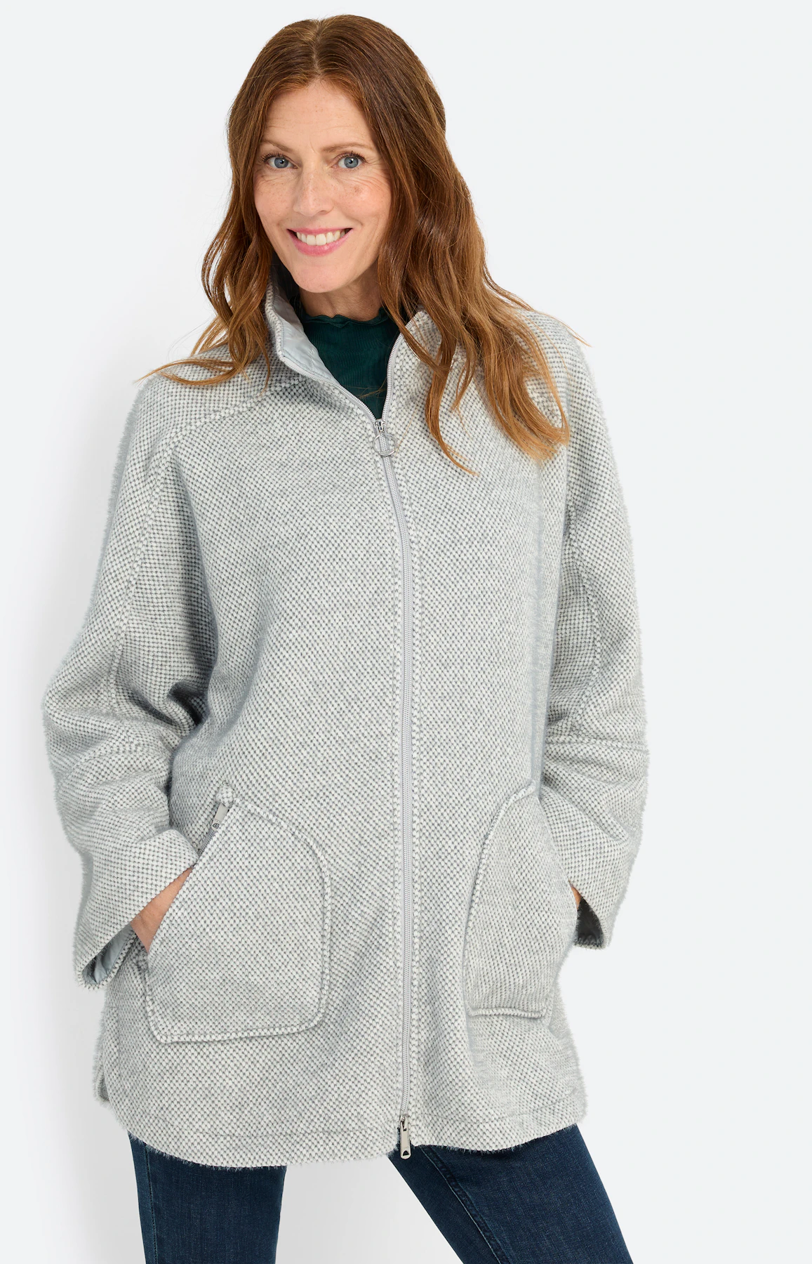 Poncho met een opstaande kraag, groen