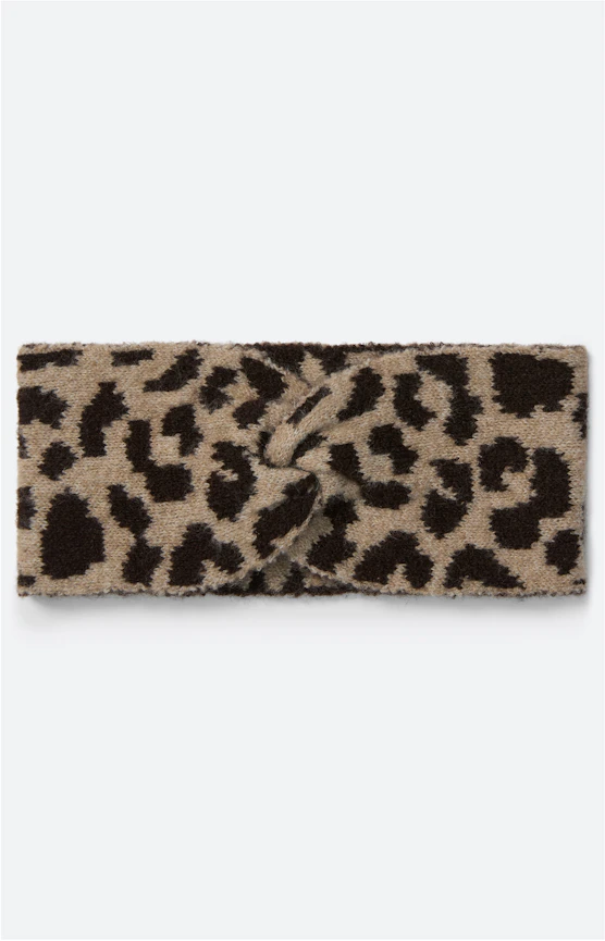 Hoofdband met luipaardprint, donkerbeige