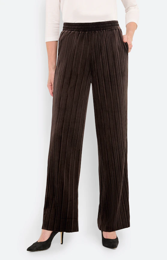 Broek met plisséplooien 32 inch, bruin