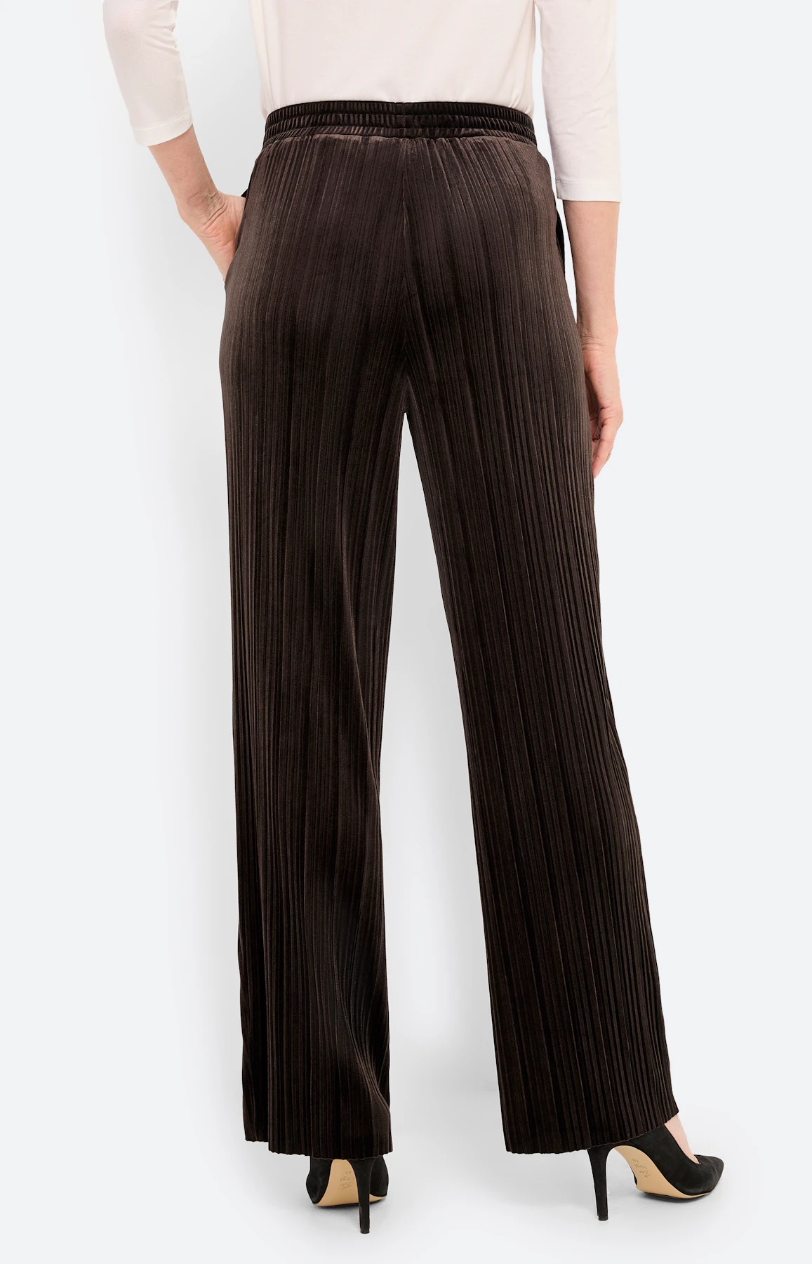 Broek met plisséplooien 32 inch, bruin