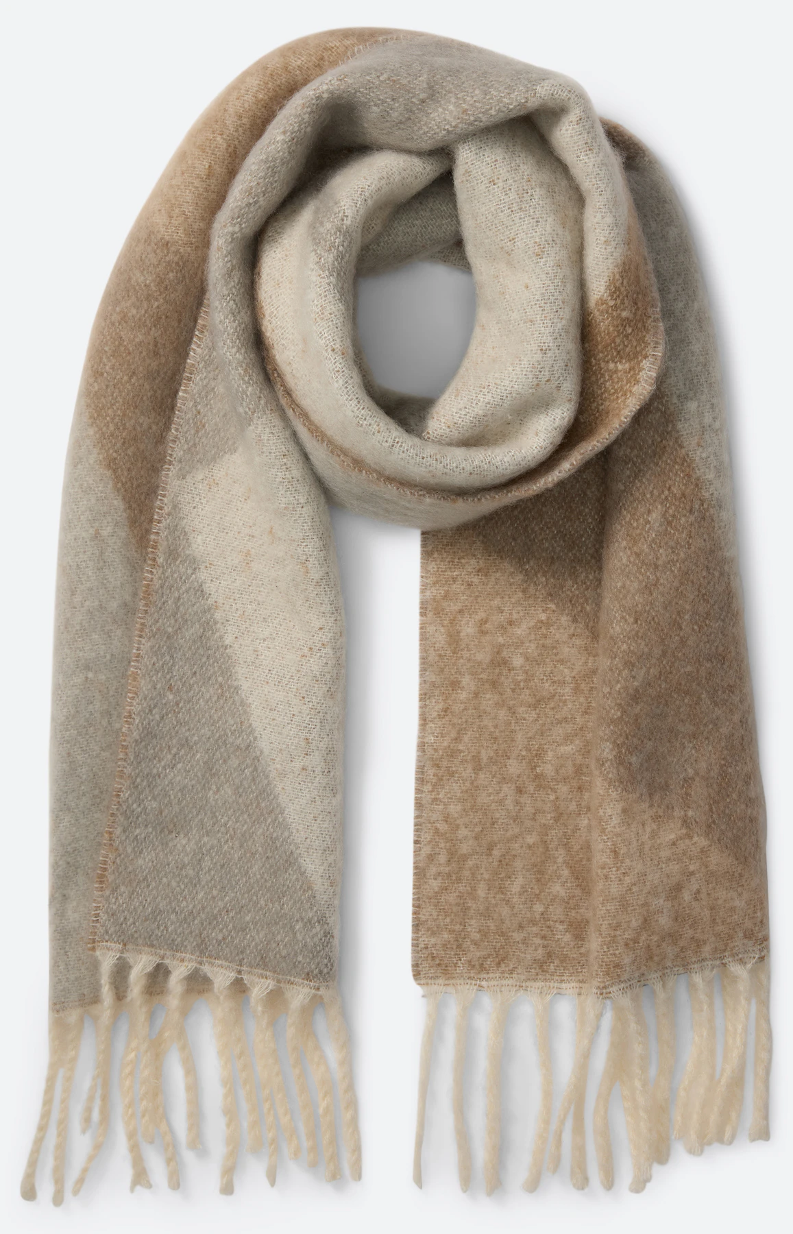 Sjaal met franje, beige