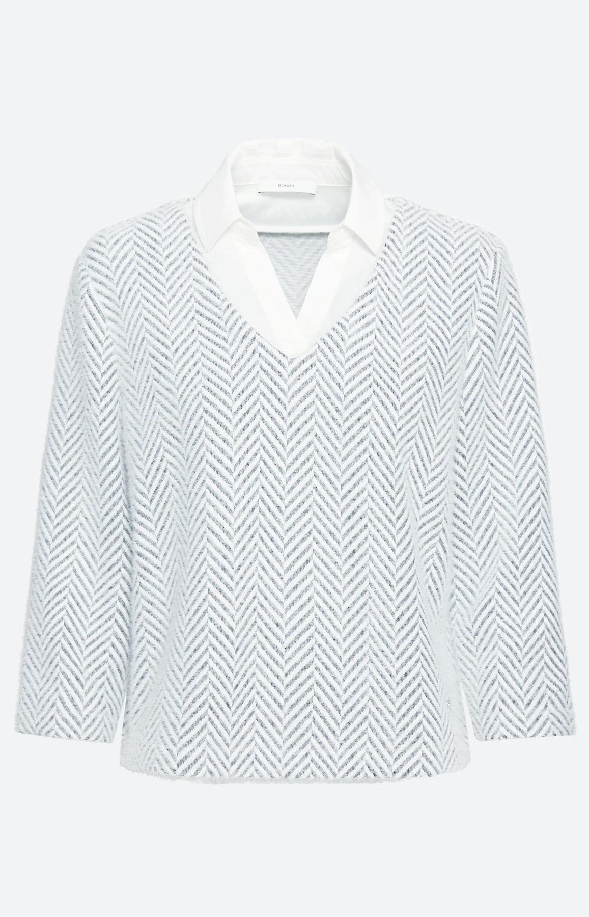 Sweatshirt met blouse-inzet, wit