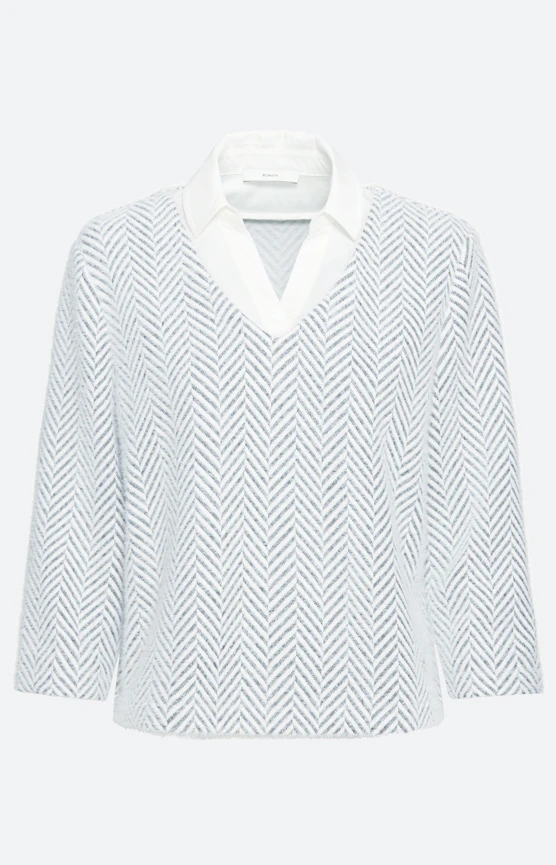 Sweatshirt met blouse-inzet, wit