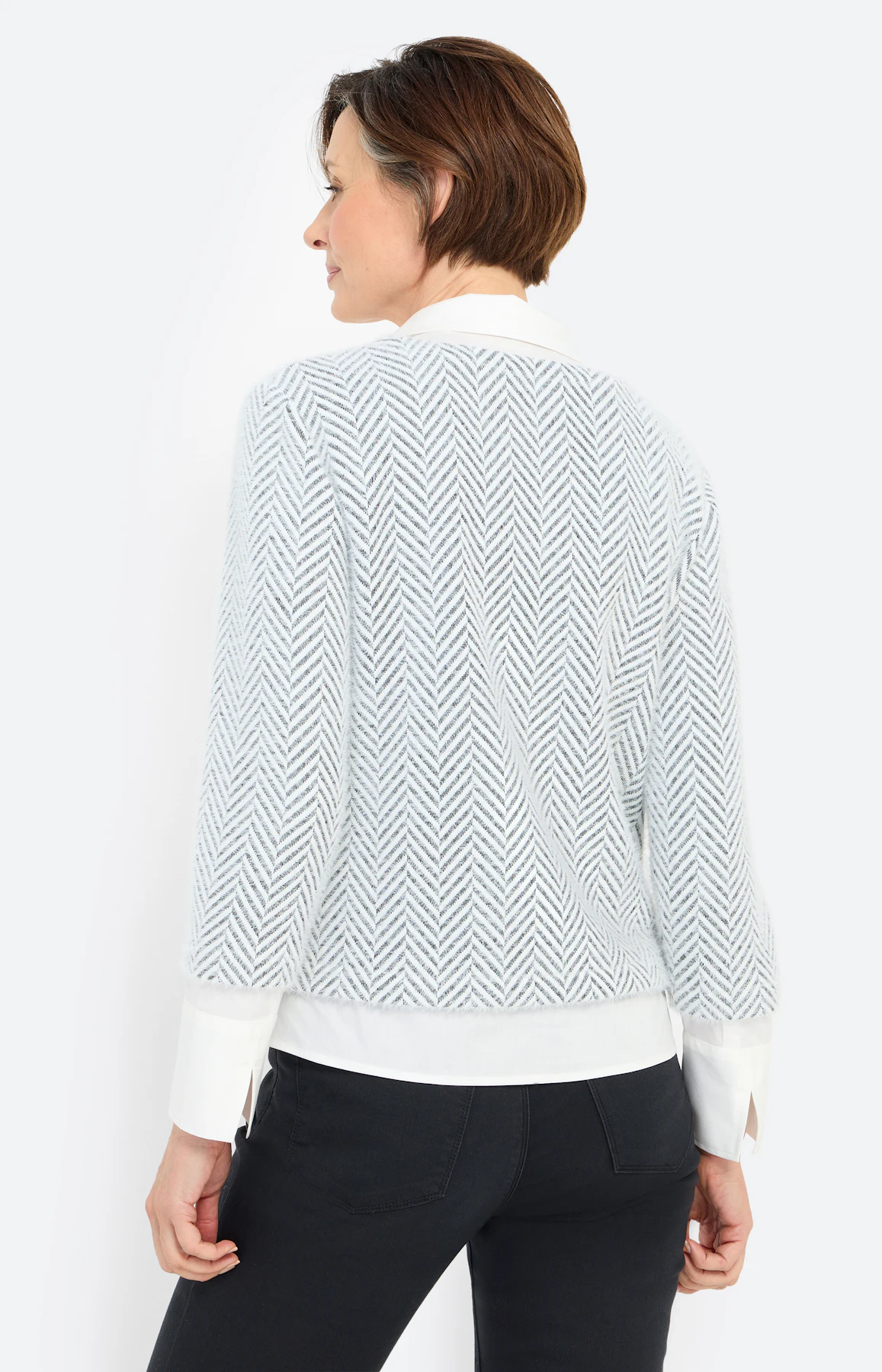Sweatshirt met blouse-inzet, wit
