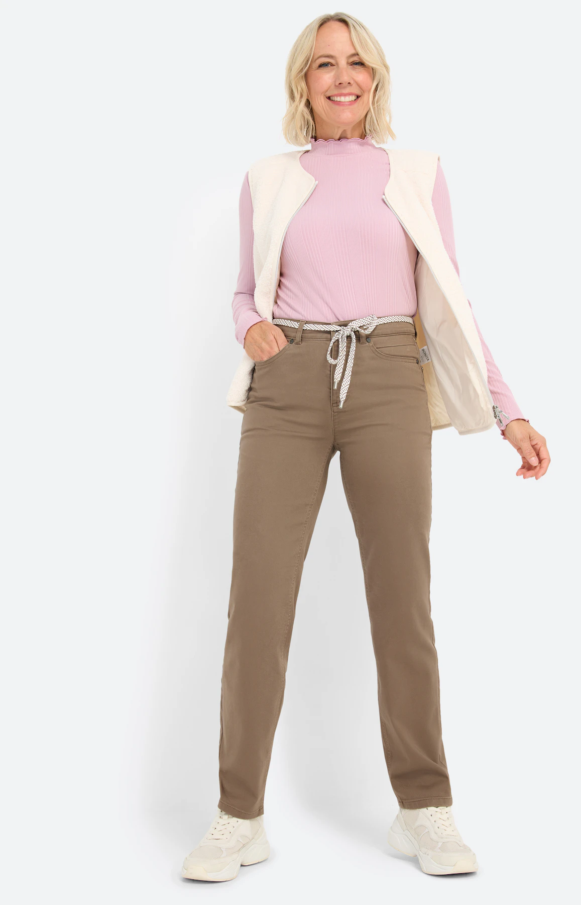 Broek met stretch 30 inch, lichtbruin