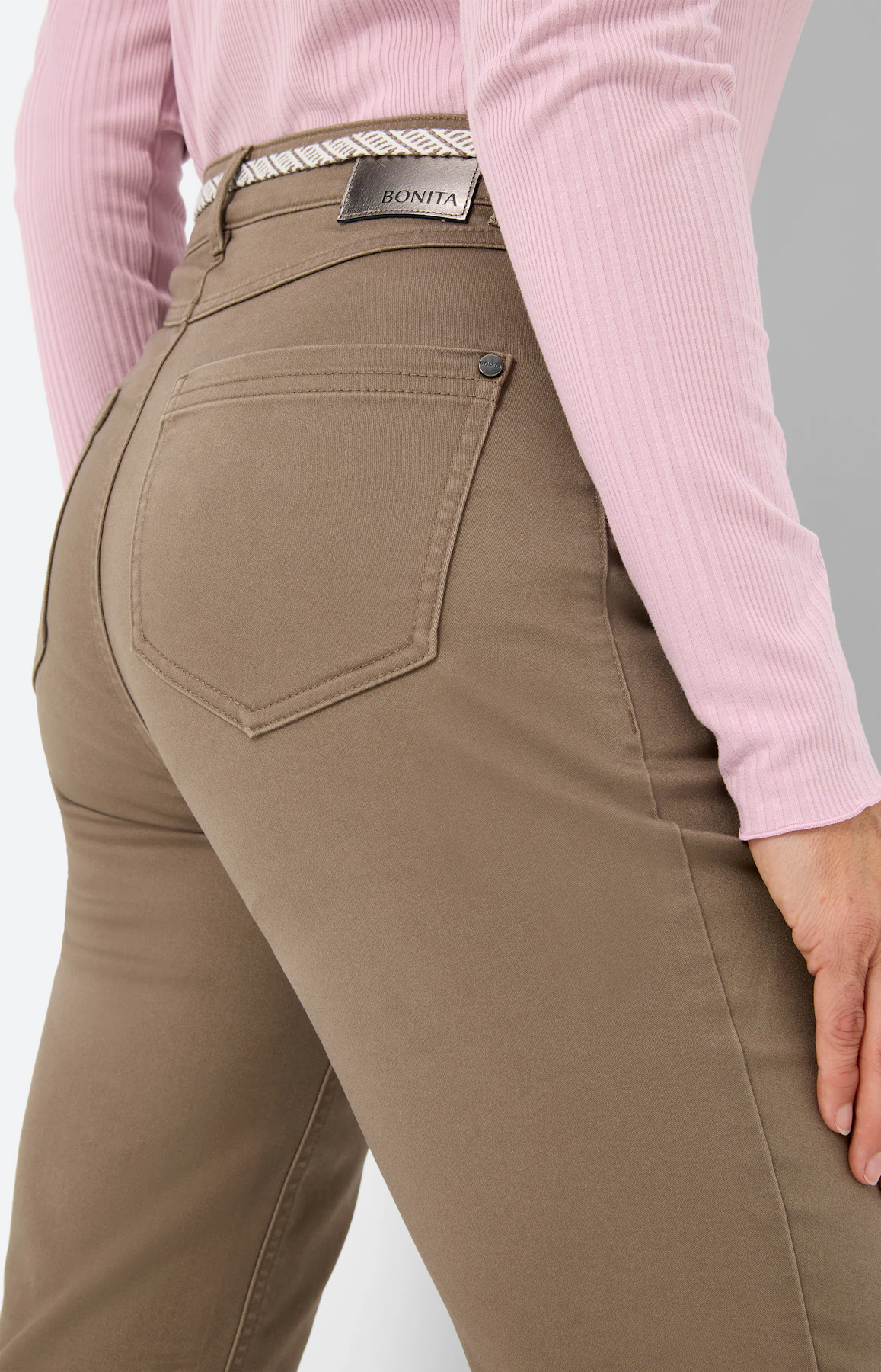 Broek met stretch 30 inch, lichtbruin