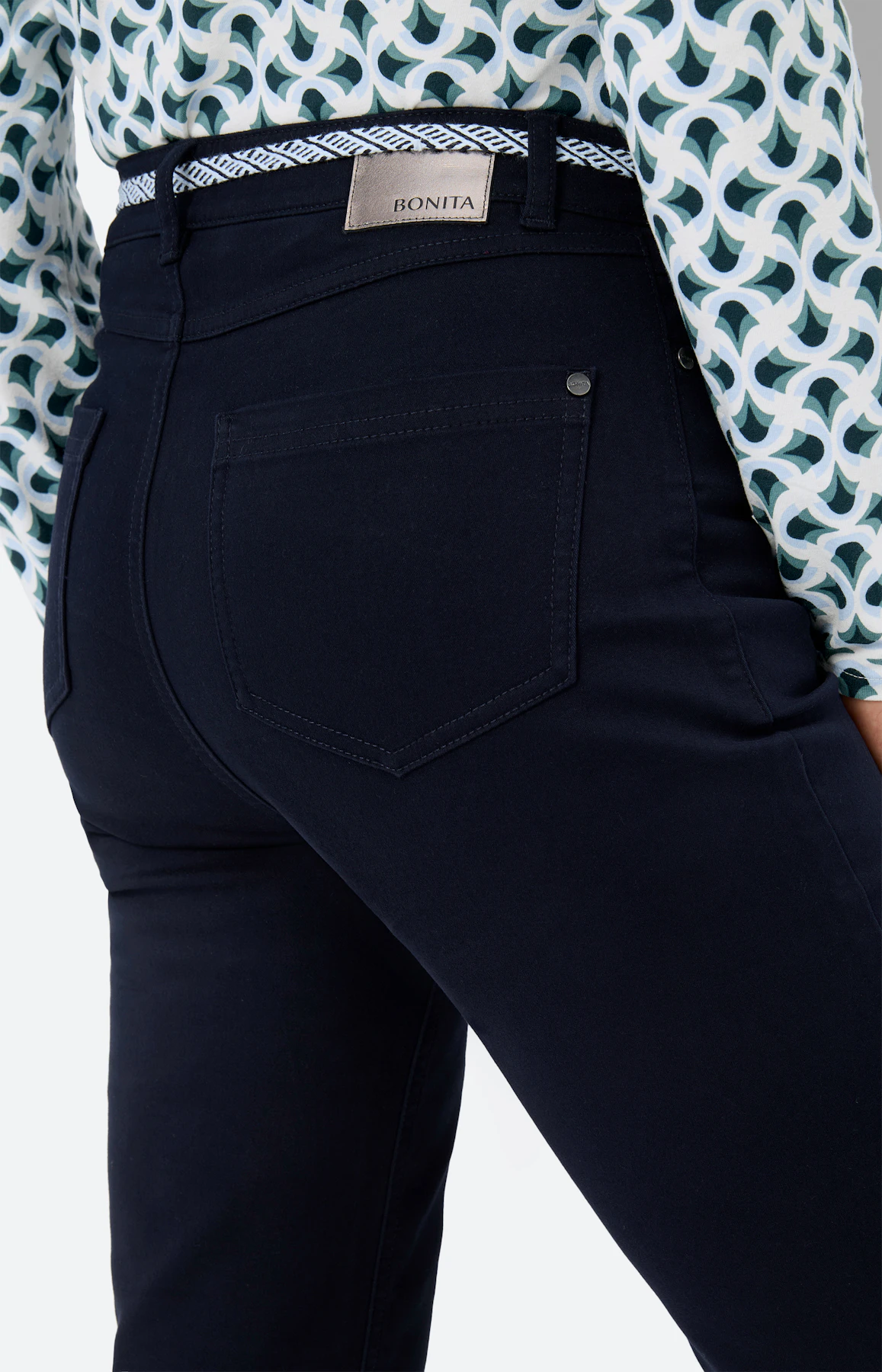 Broek met stretchaandeel 30 inch, navy