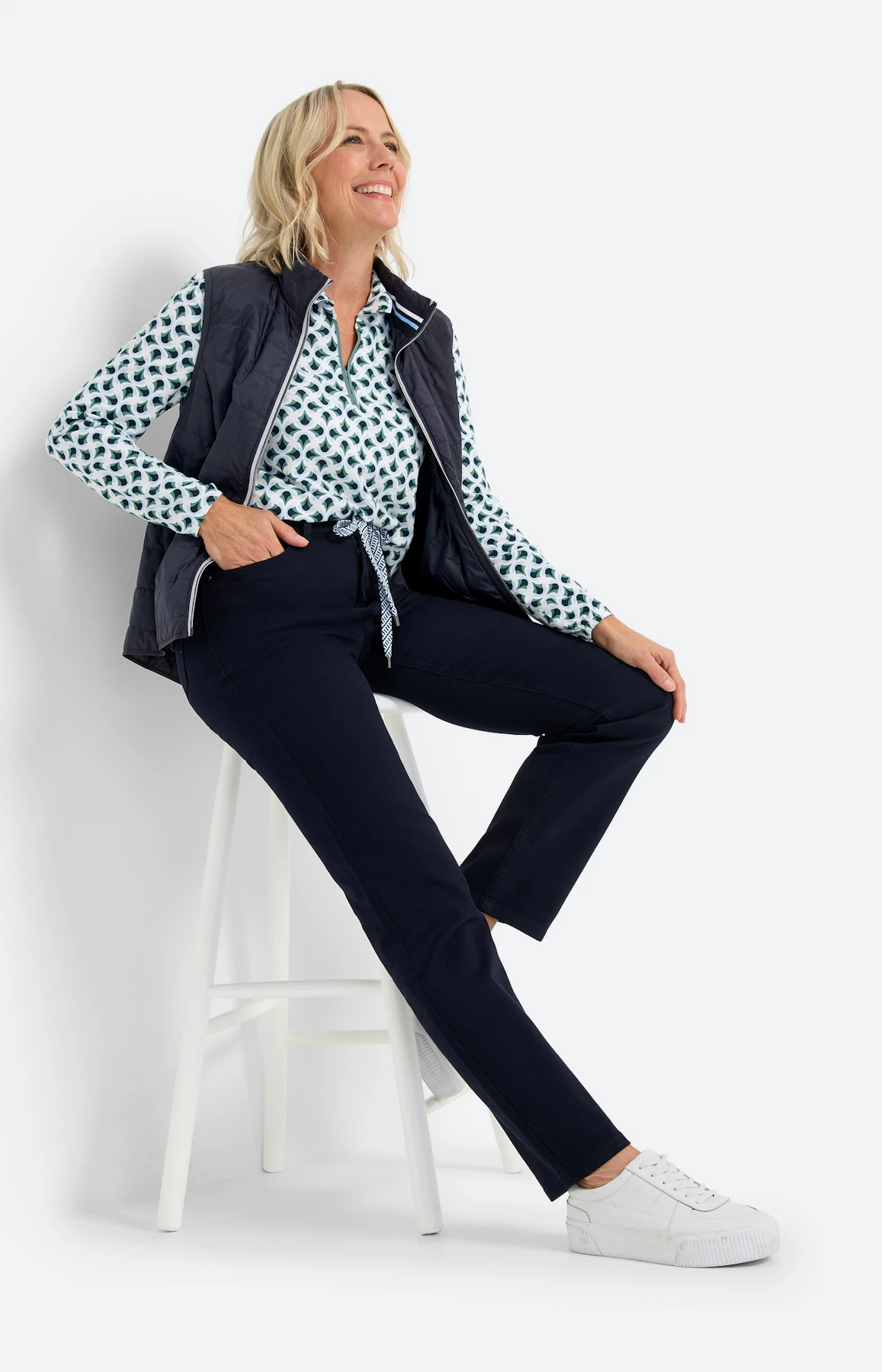 Broek met stretchaandeel 30 inch, navy