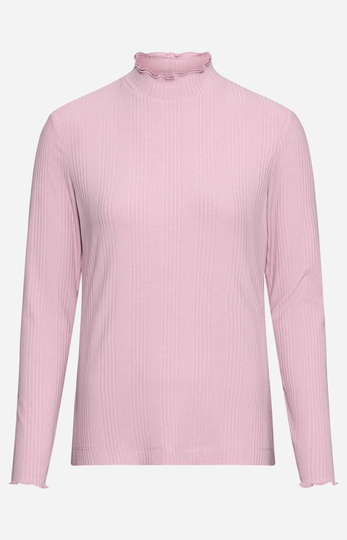 Shirt met rucheranden, lichtpink