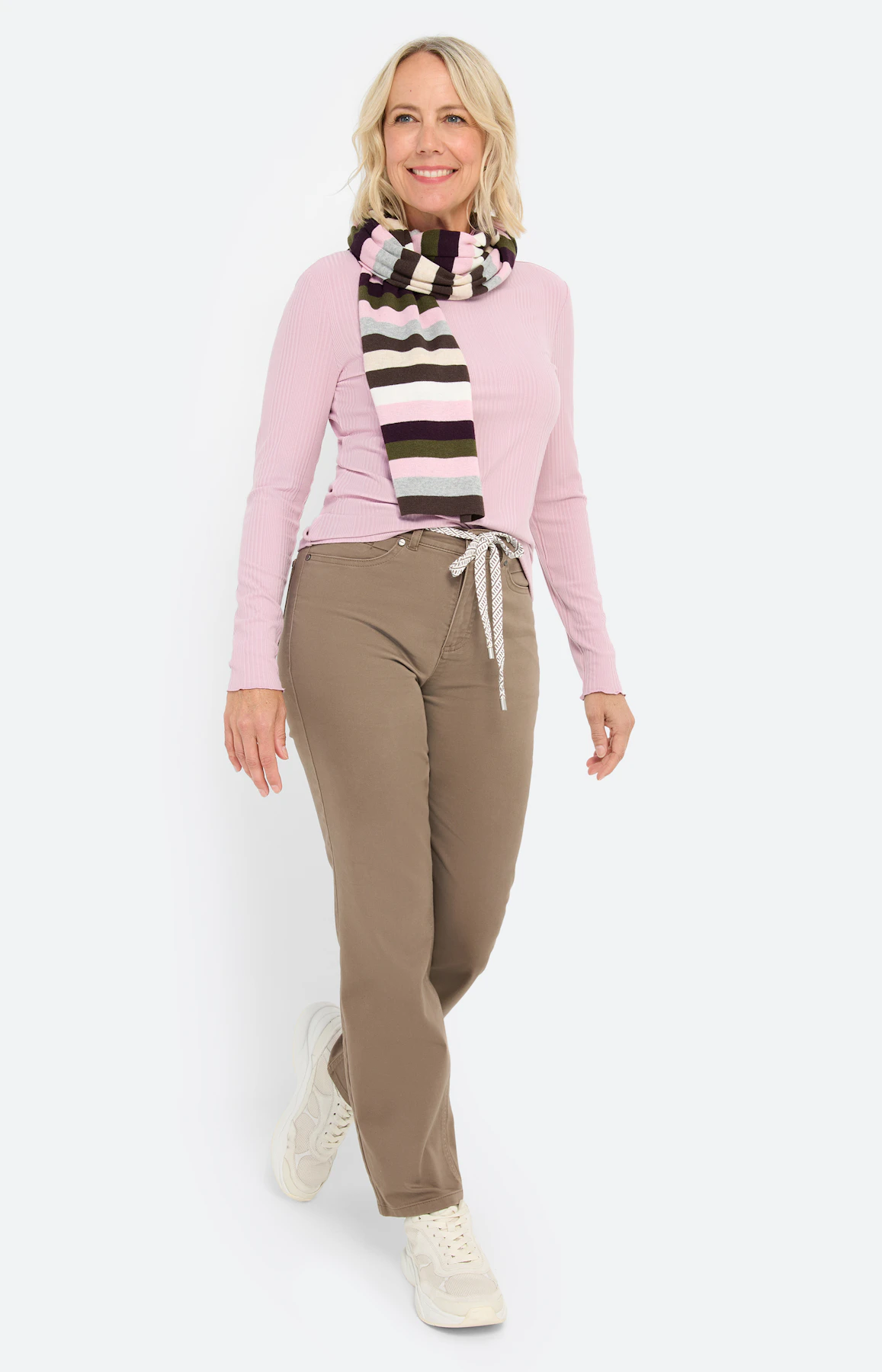 Shirt met rucheranden, lichtpink