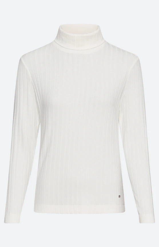 Langarmshirt mit Rollkragen, weiß