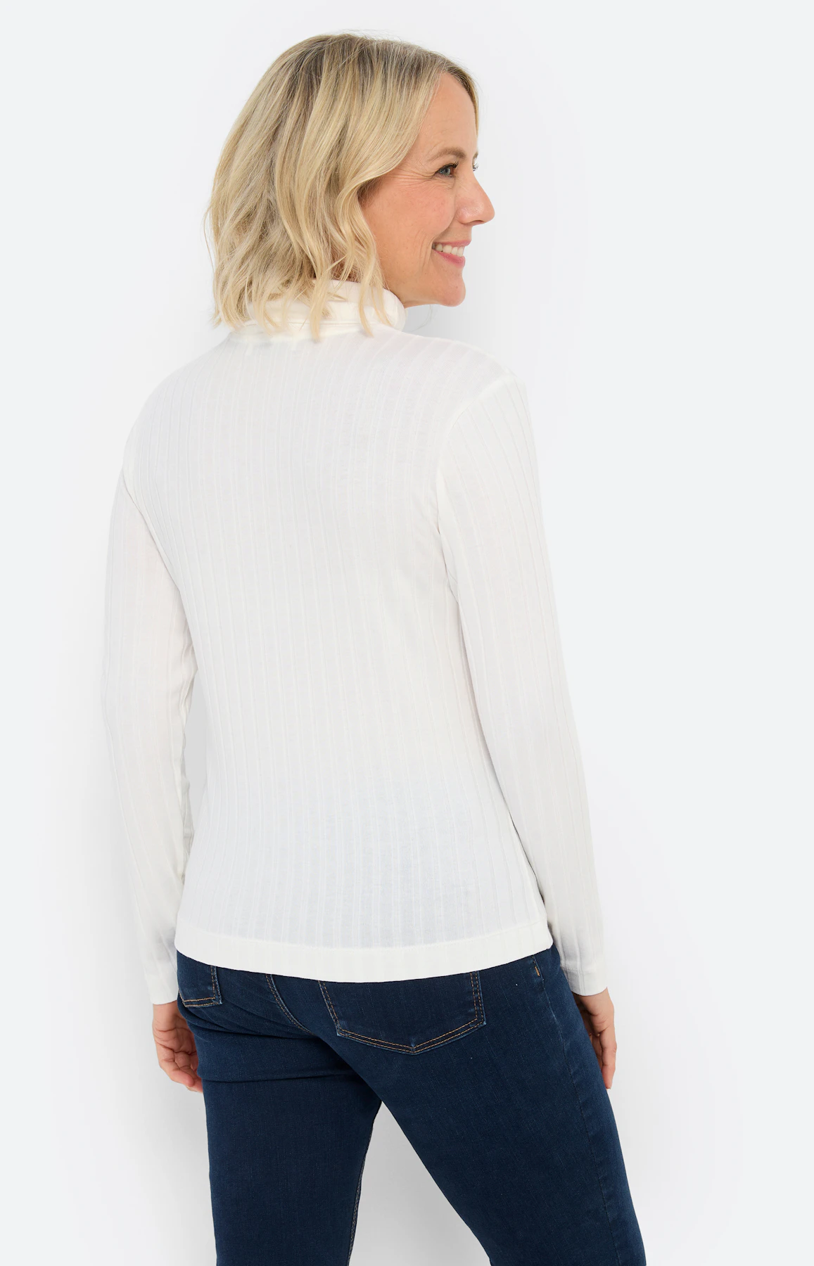 Shirt met lange mouwen en col, wit