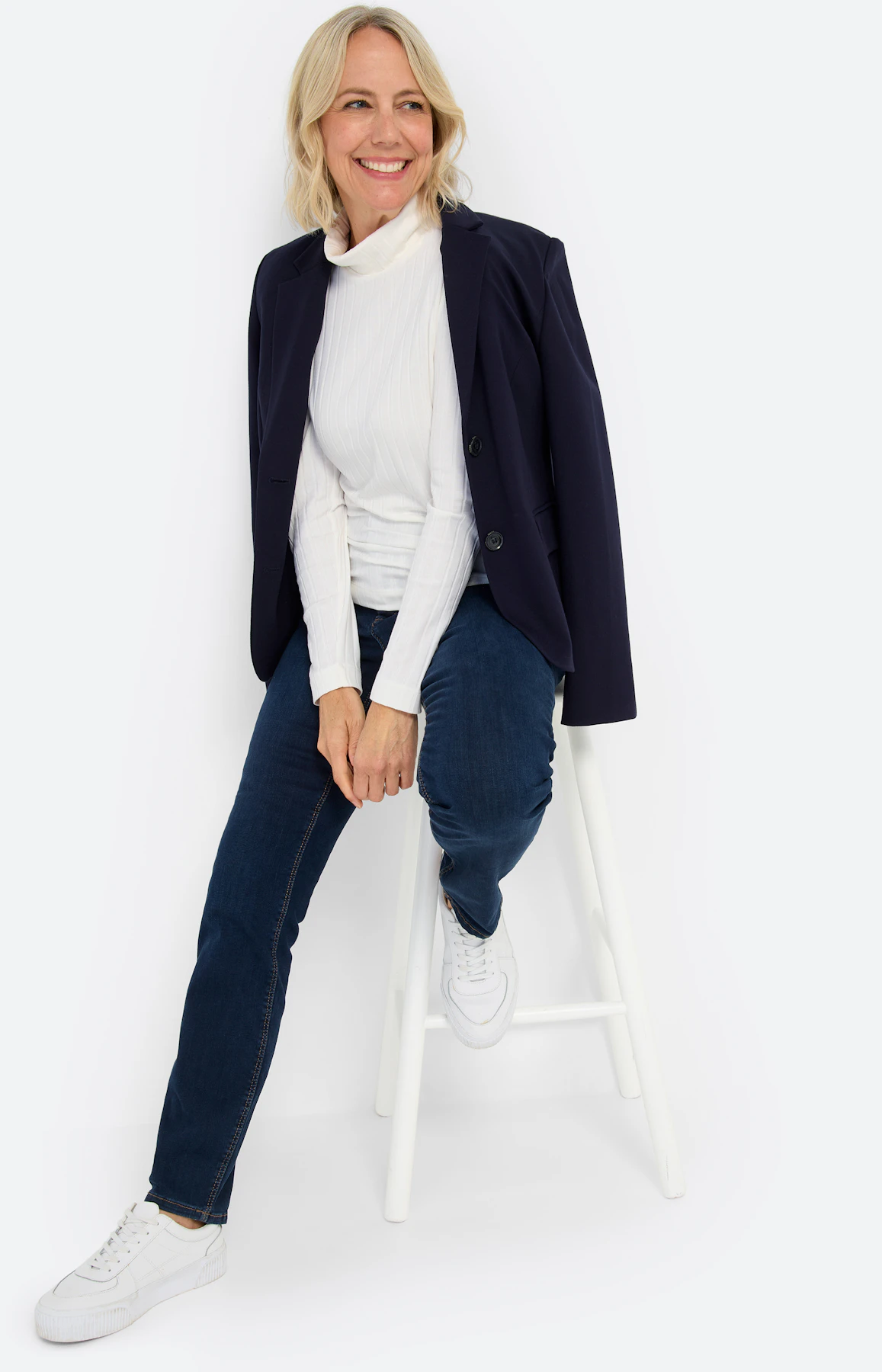 Shirt met lange mouwen en col, wit