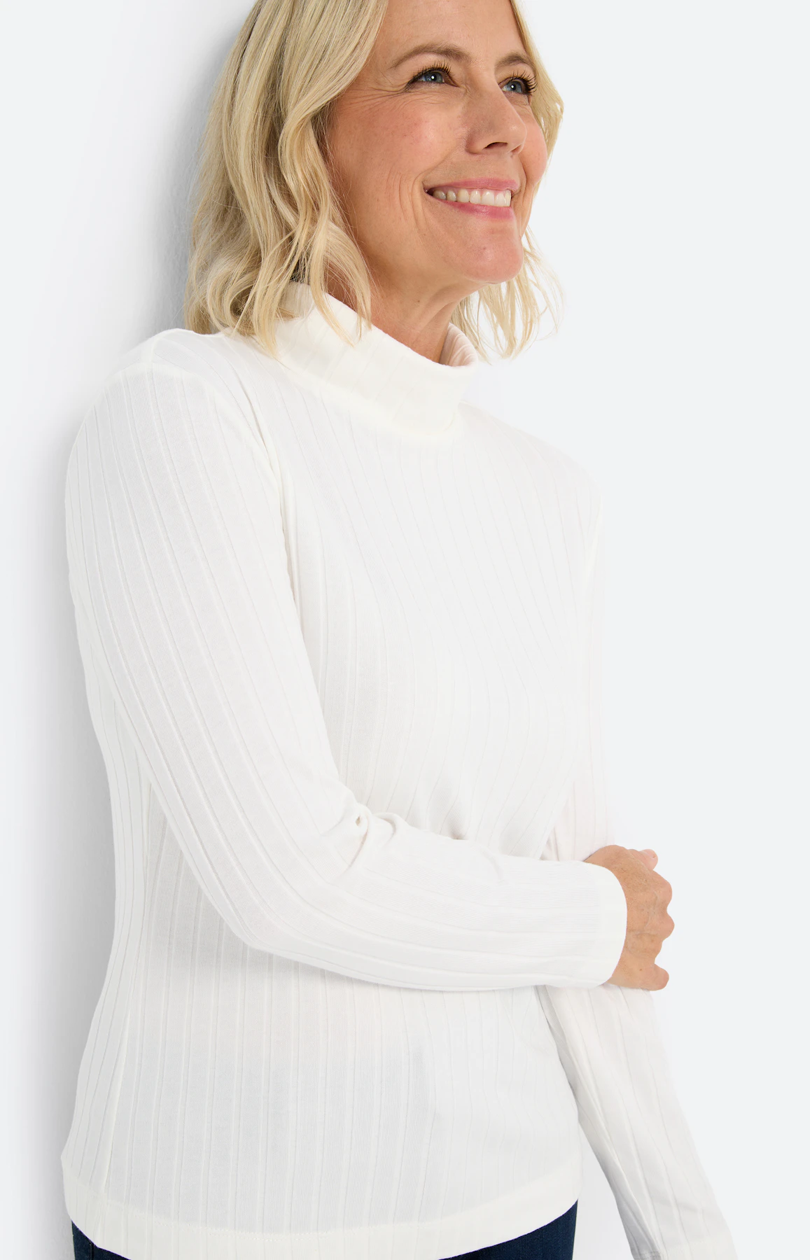 Shirt met lange mouwen en col, wit