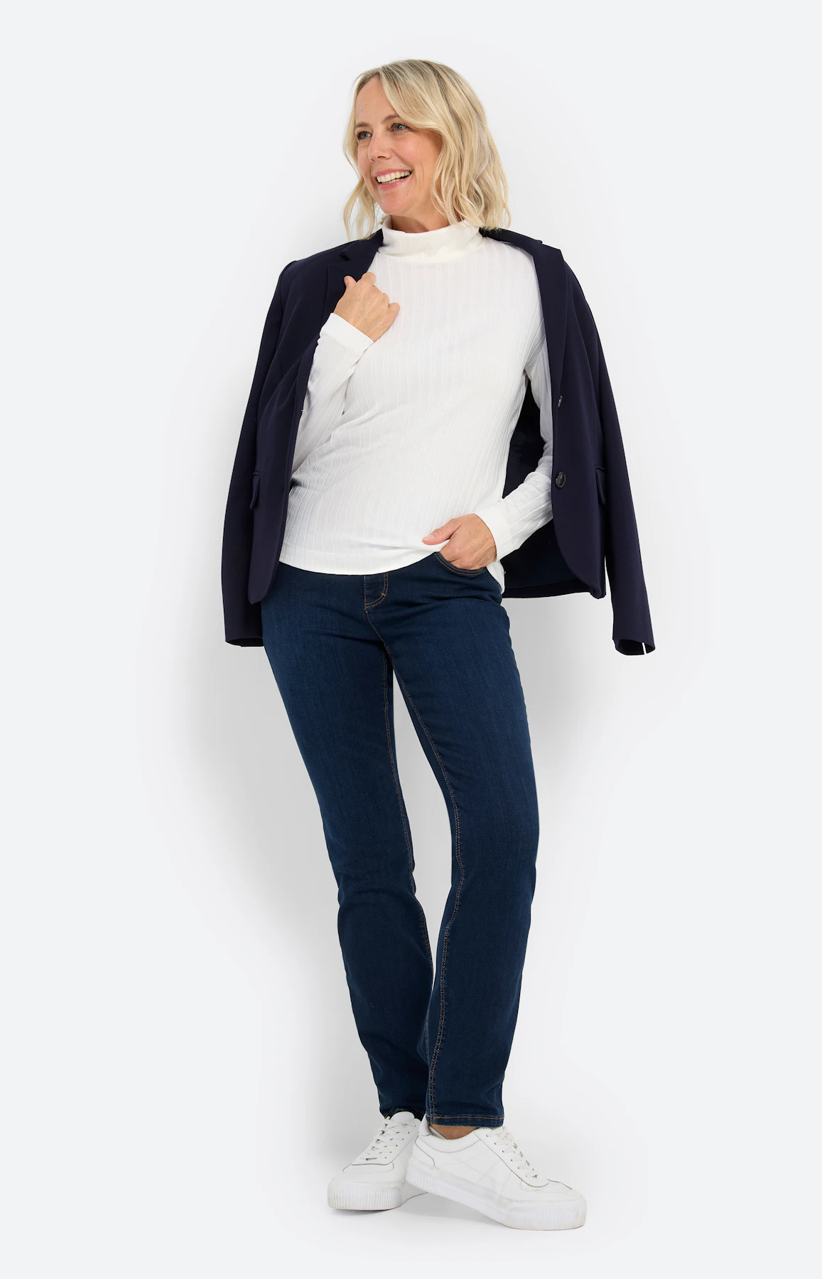 Shirt met lange mouwen en col, wit