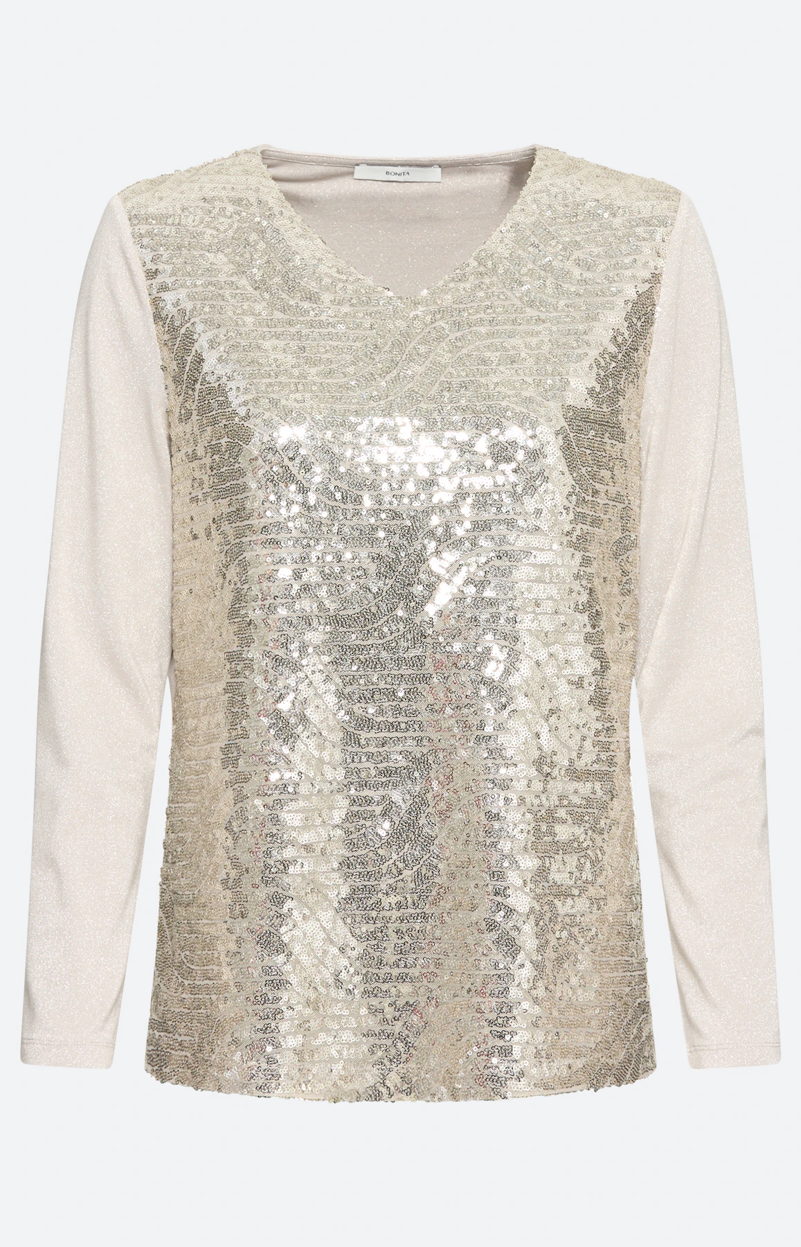 Shirt met pailletten, beige